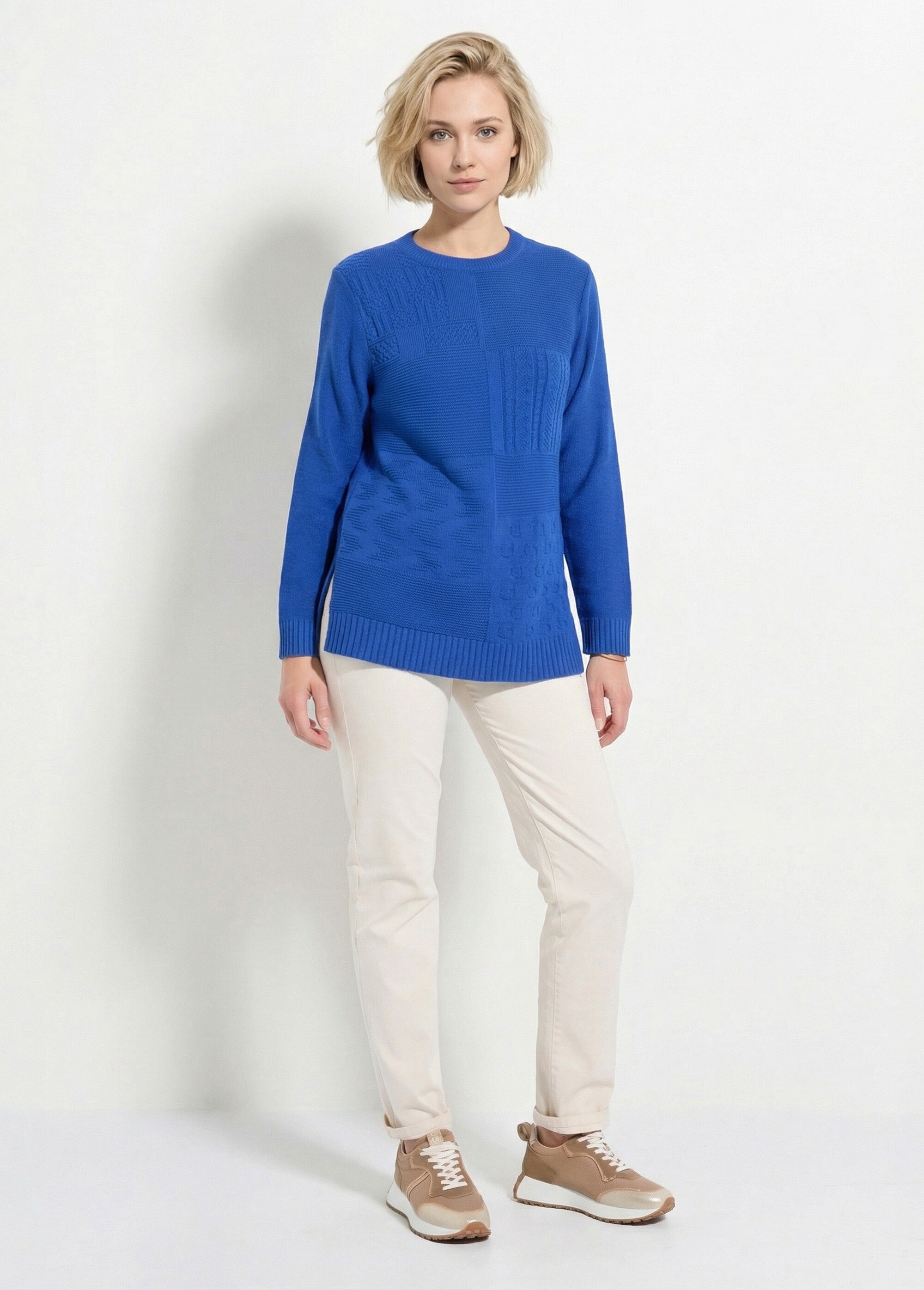 Pull-tunique col rond manches longues Femme Bleu PATSY SF1