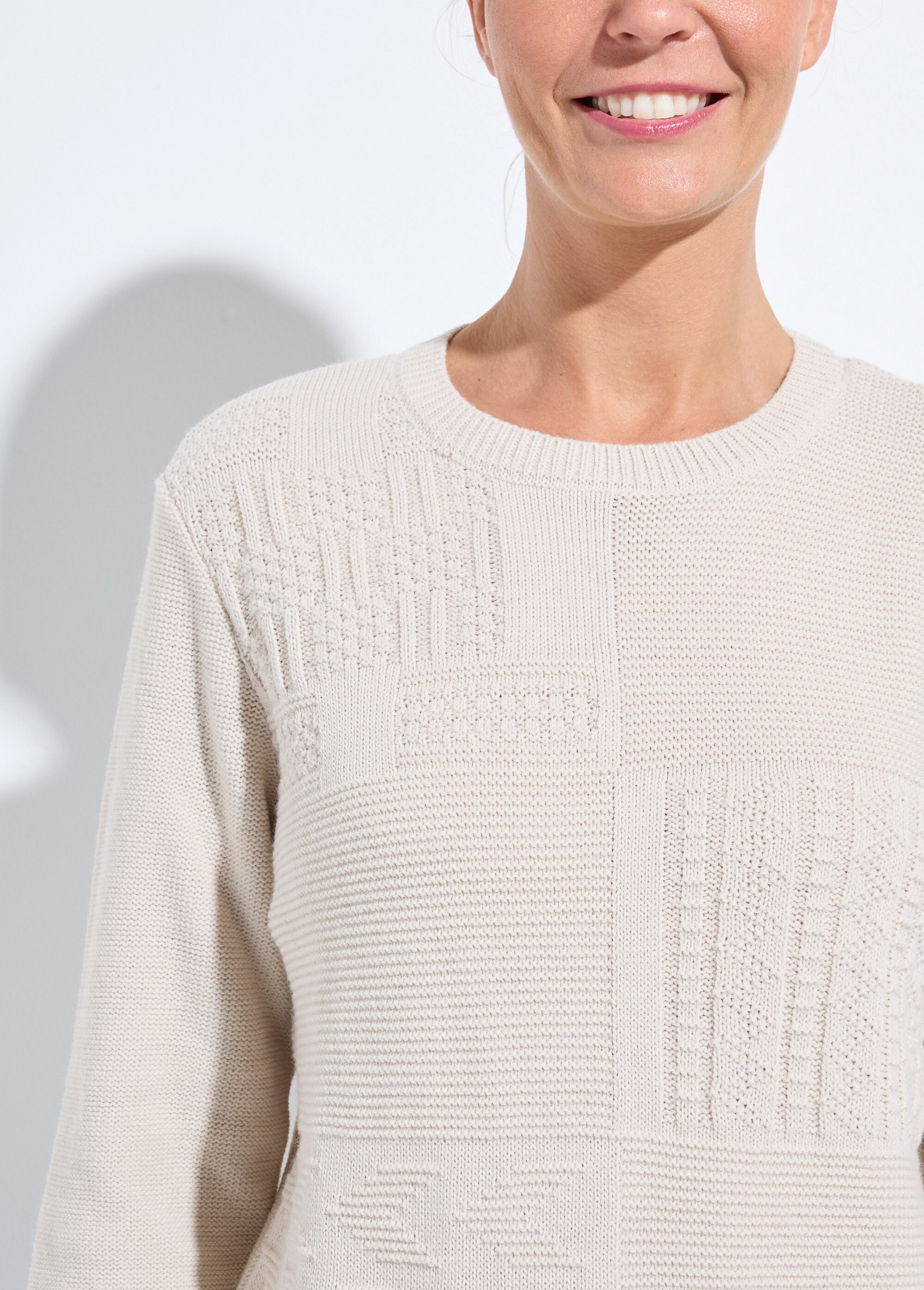 Pull-tunique col rond manches longues Femme Beige PATSY DE1