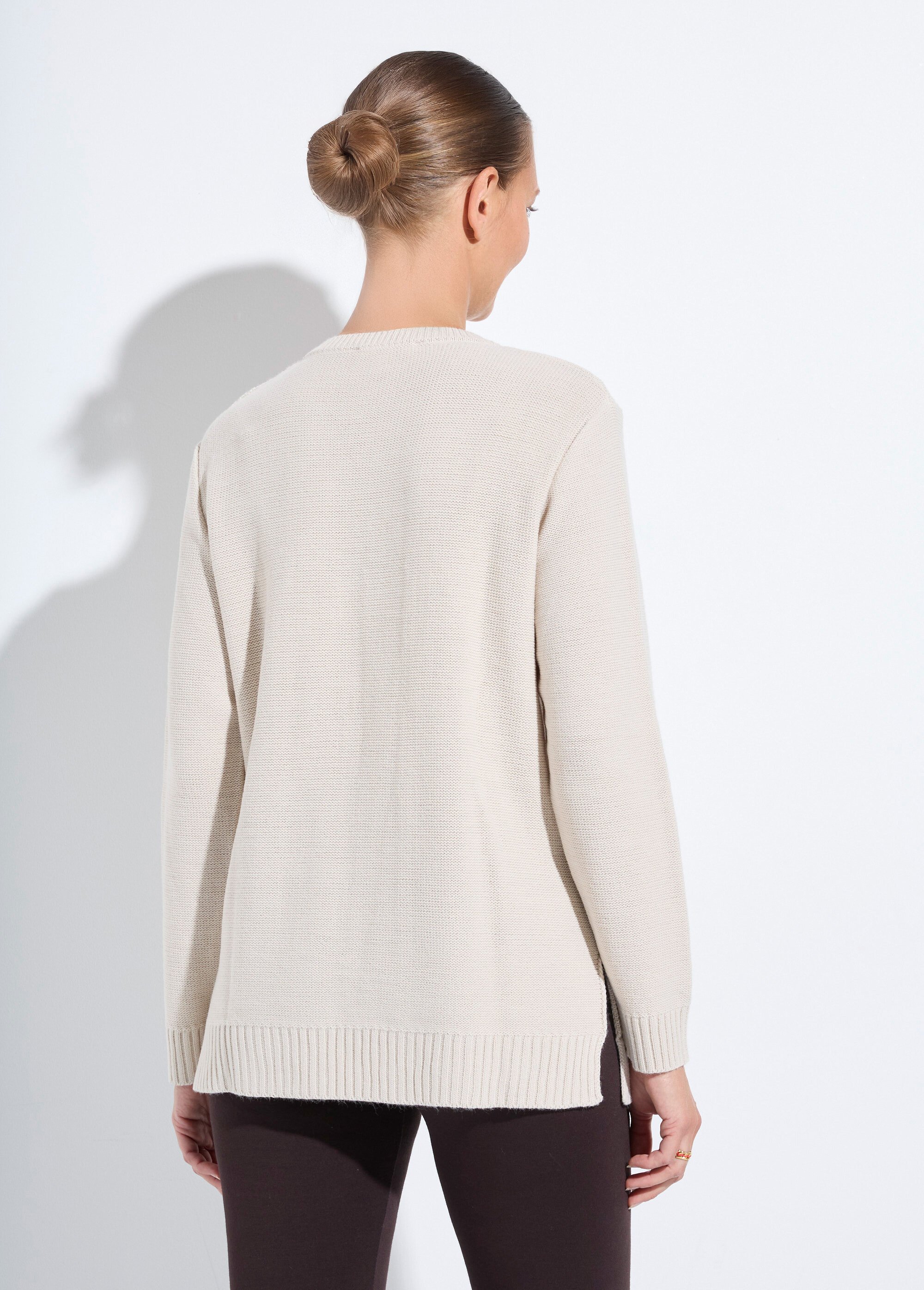 Pull-tunique col rond manches longues Femme Beige PATSY DO1