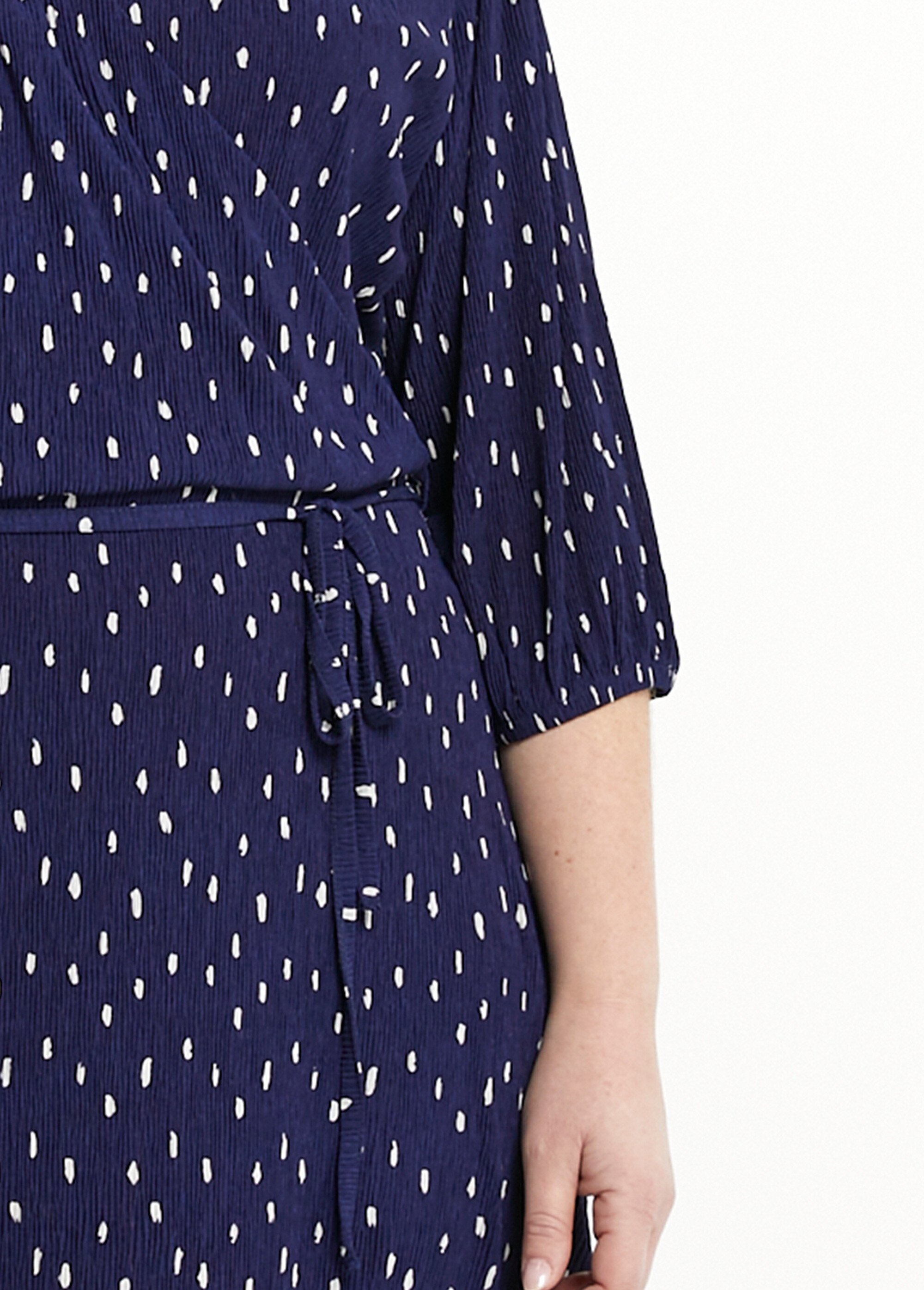 Robe courte cache-coeur imprimé pois