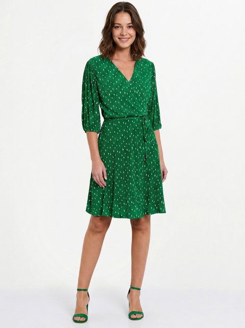 Robe courte cache-coeur imprimé pois Femme Vert ELEGANTE FA1