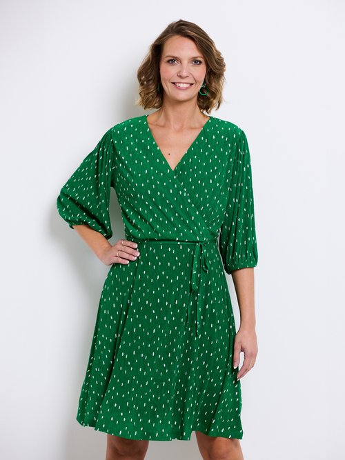 Robe courte cache-coeur imprimé pois Femme Vert ELEGANTE FA2