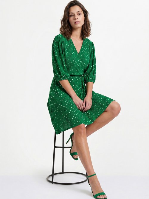 Robe courte cache-coeur imprimé pois Femme Vert ELEGANTE MV1