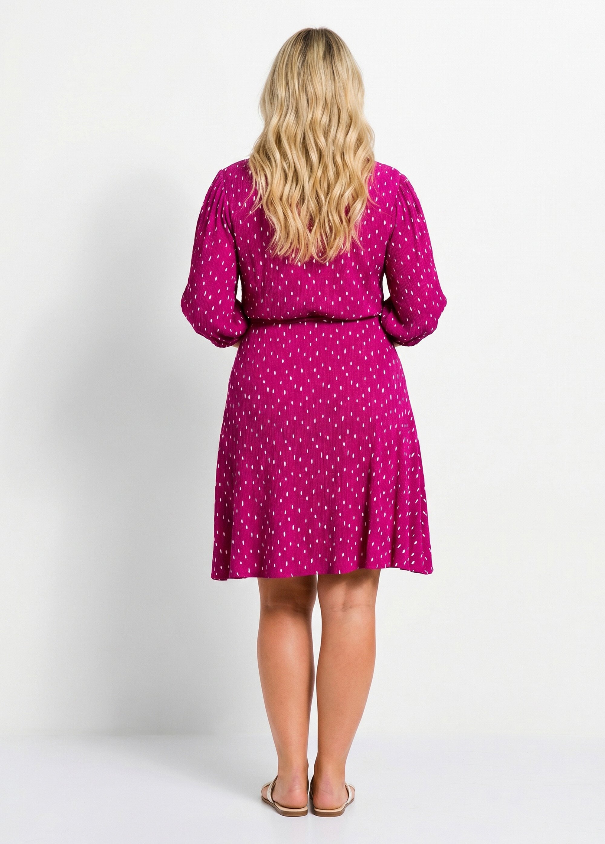 Robe courte cache-coeur imprimé pois