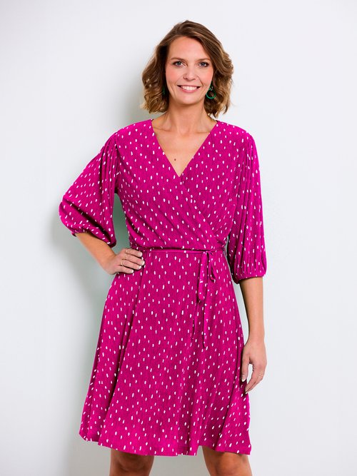 Robe courte cache-coeur imprimé pois Femme Rose ELEGANTE FA2