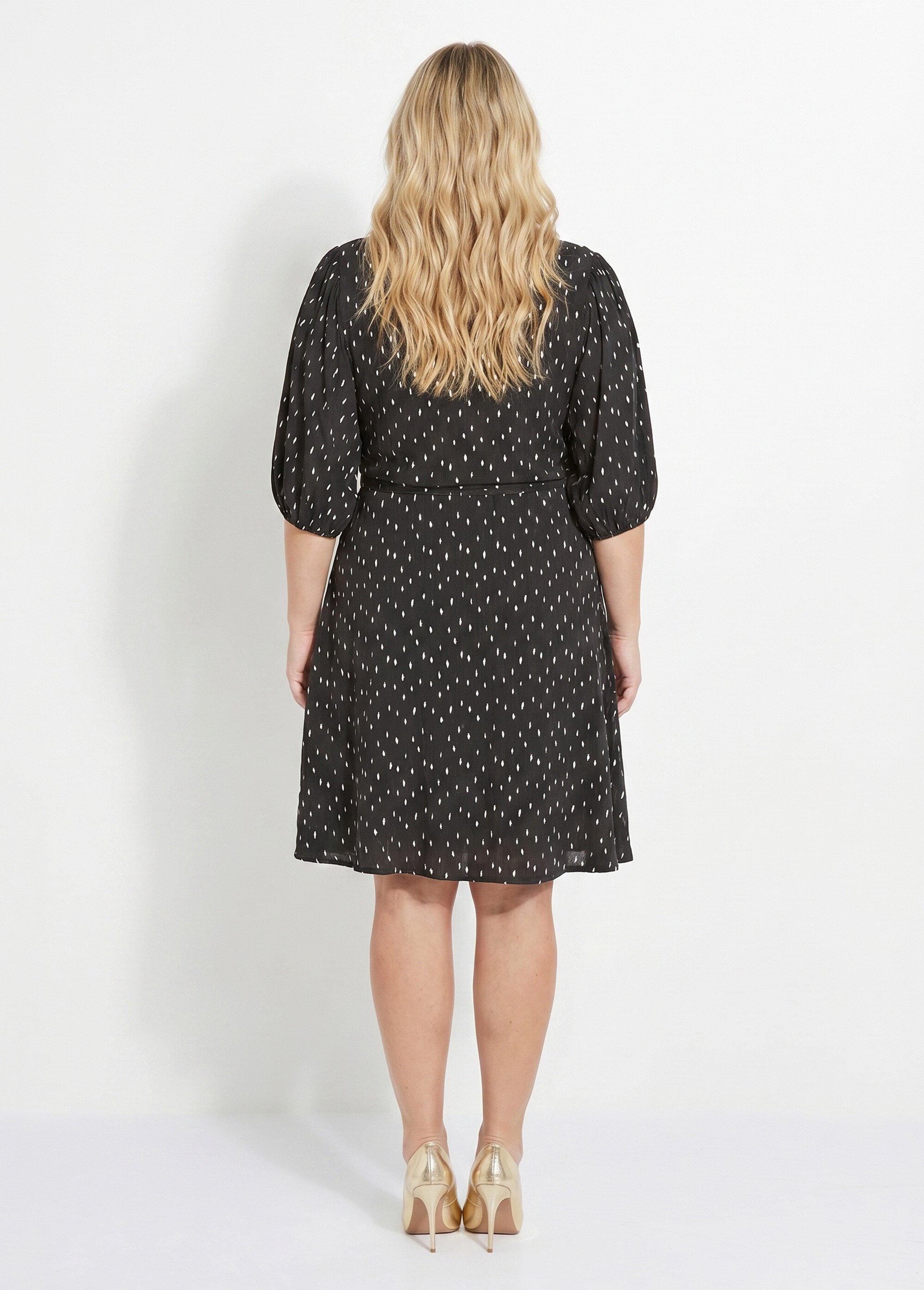 Robe courte cache-coeur imprimé pois