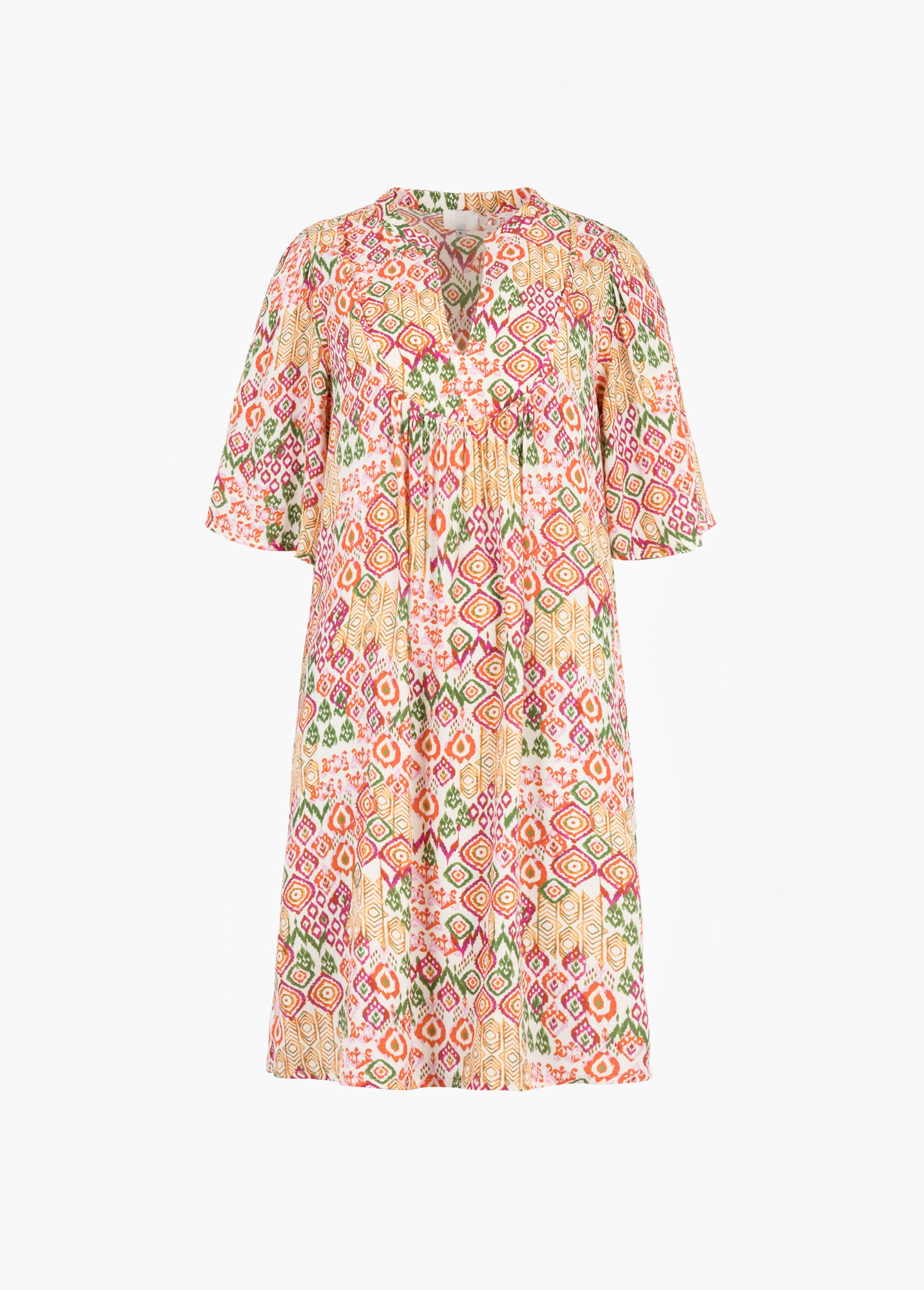 Robe fluide imprimé ethnique col V Femme Rouge ANG-MANERO AP1