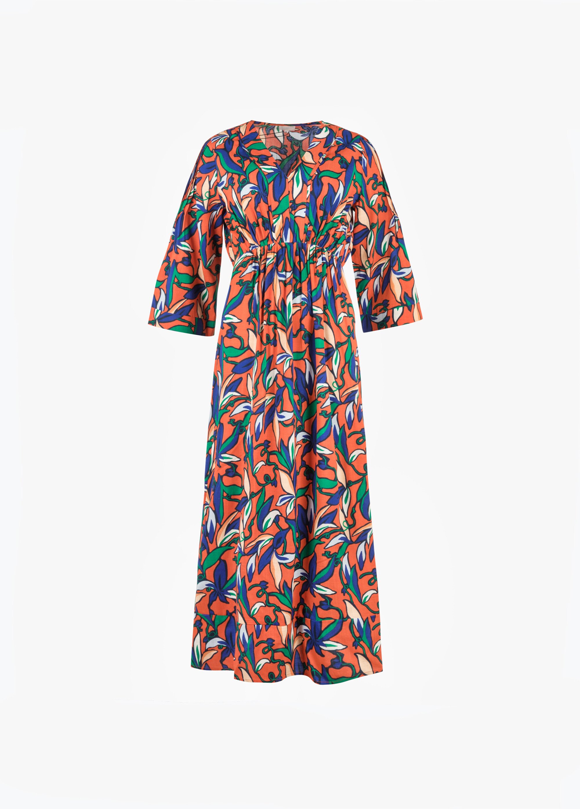 Robe longue fluide motif coloré Femme Orange ANG-OTACHOR AP1
