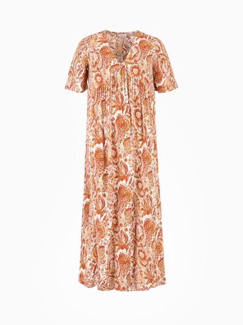 Robe longue imprimé cachemire col V Femme Orange ANG-MICKAOR AP1