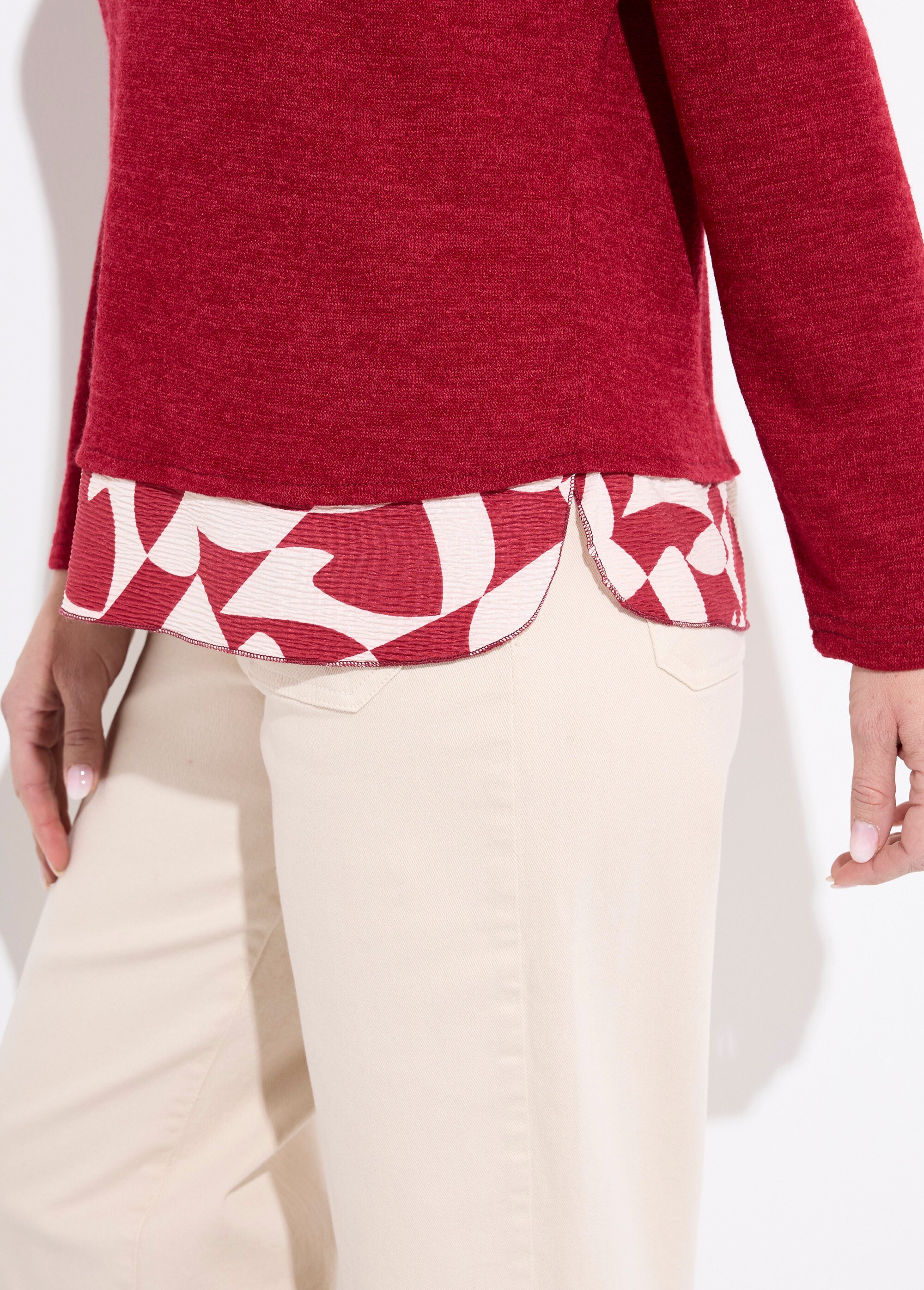 T-shirt chaud effet 2 en 1 manches longues Femme Rouge CAMELLE DE1