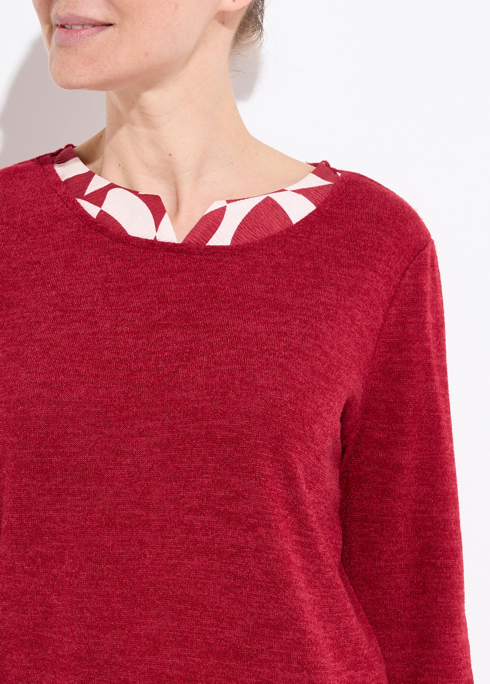 T-shirt chaud effet 2 en 1 manches longues Femme Rouge CAMELLE DE2