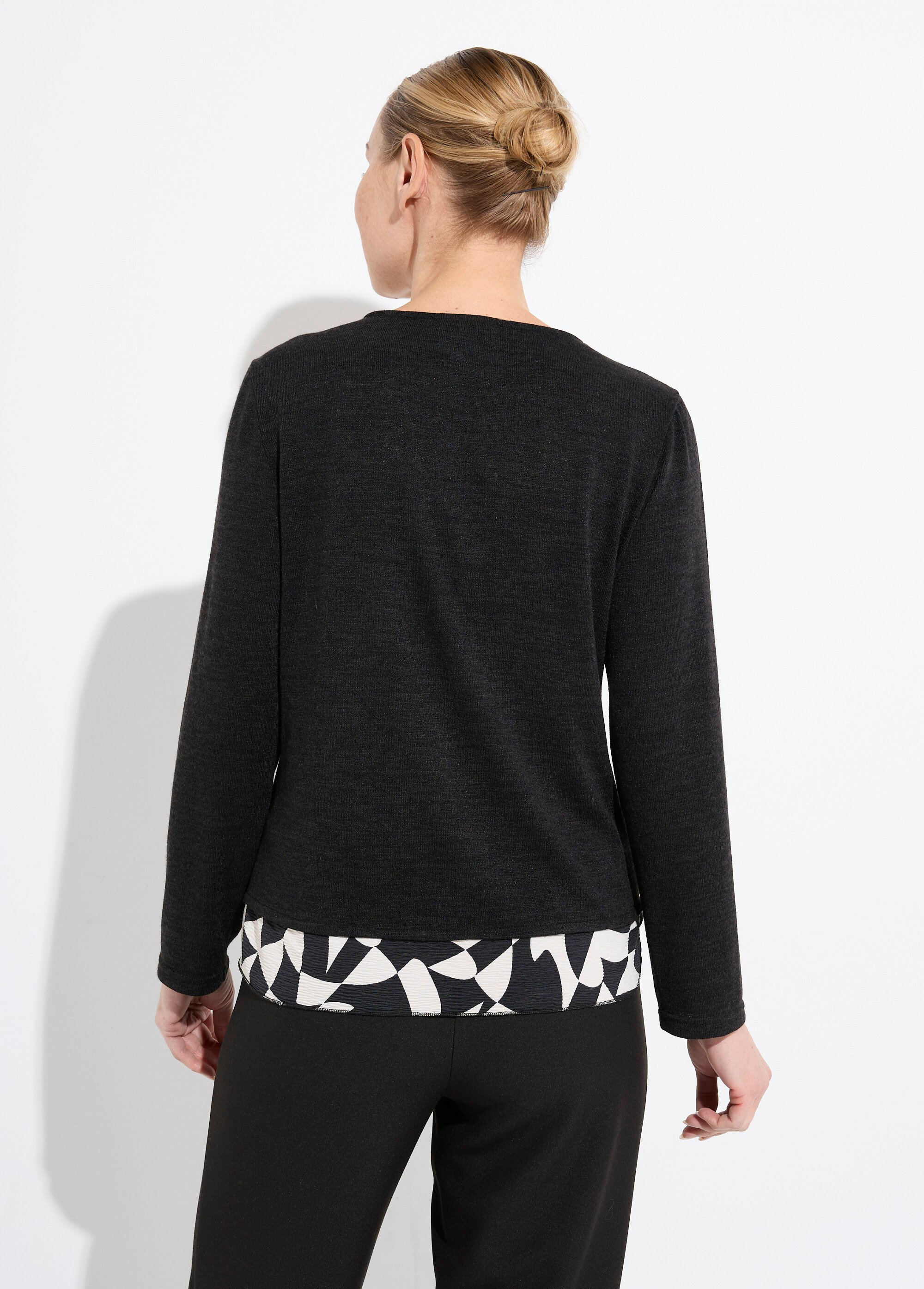 T-shirt chaud effet 2 en 1 manches longues Femme Noir CAMELLE DO1