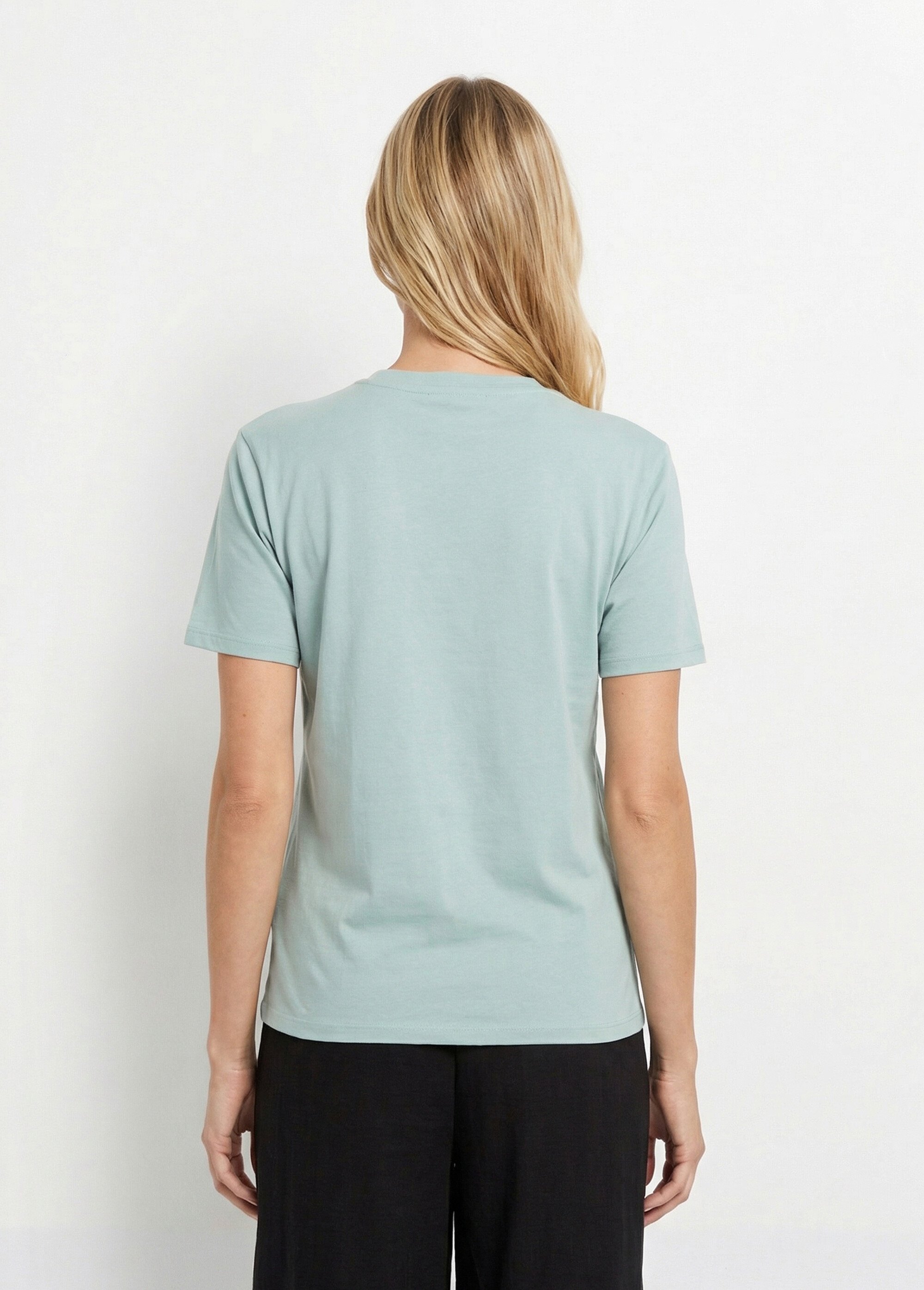 T-shirt col rond, motif cœur tissu évidé