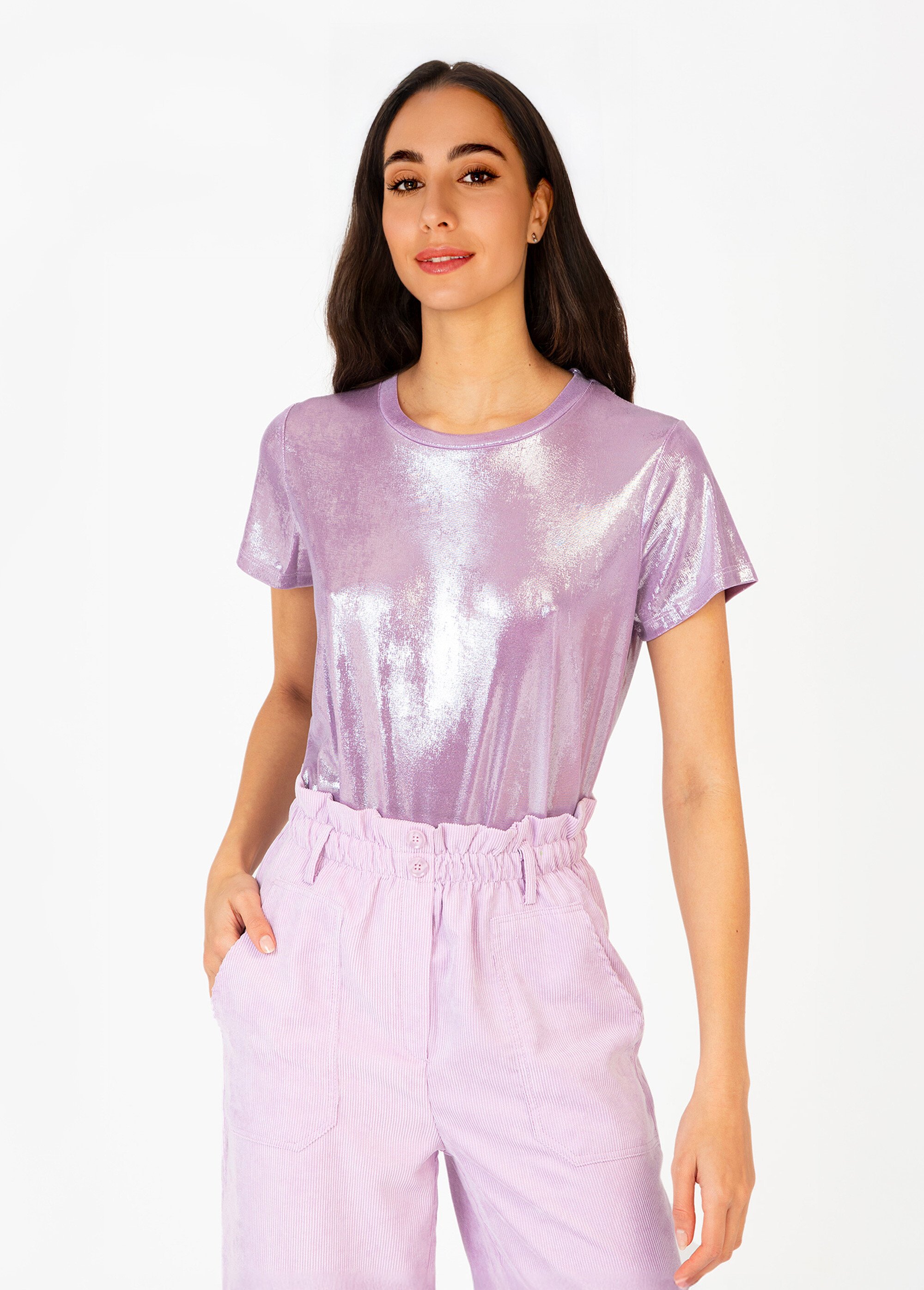 T-shirt irisé manches courtes col rond Femme Violet ANG-ALIPI FA1