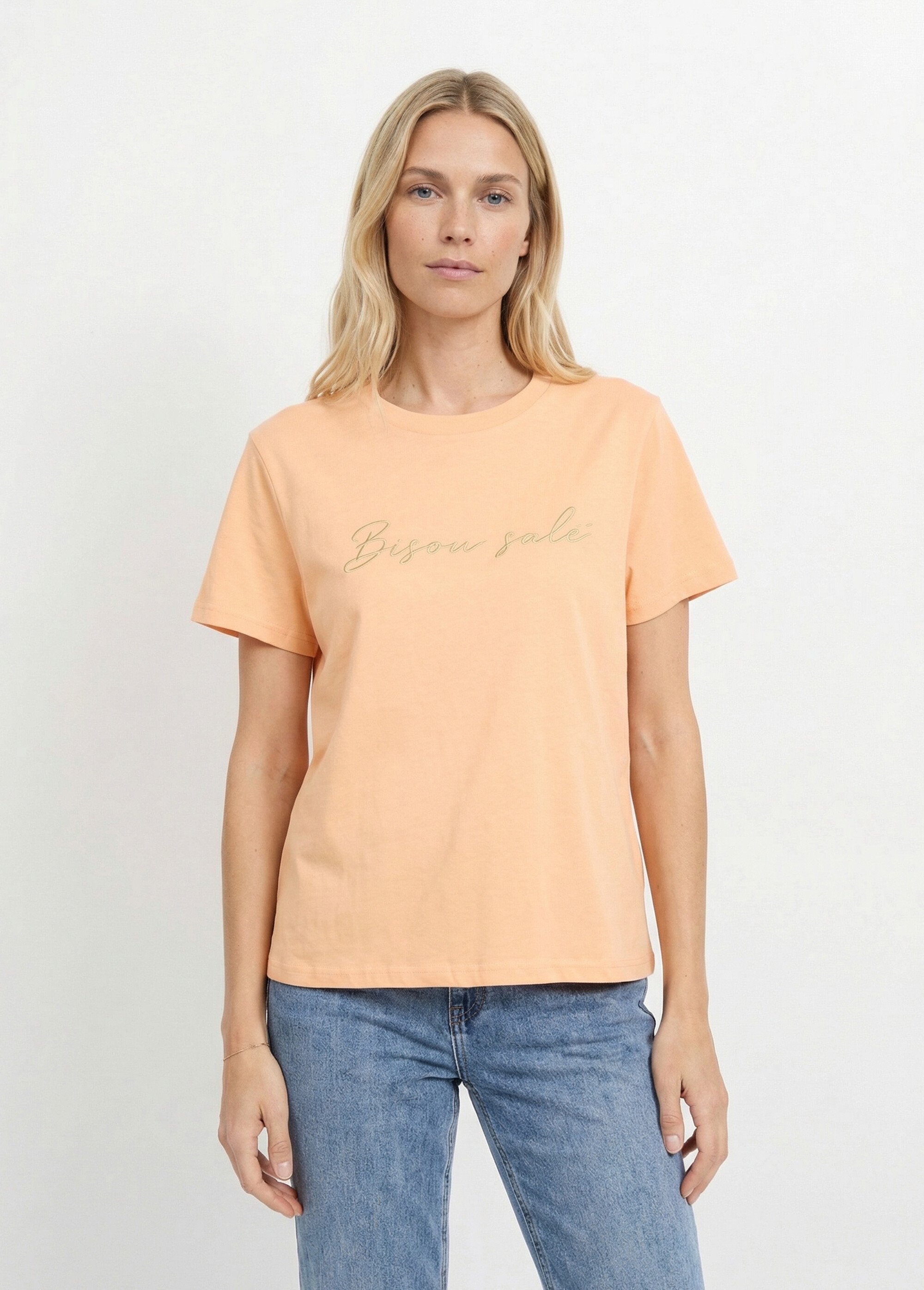 T-shirt manches courtes, Bisou salé Femme Orange JB-TS0037 FA1