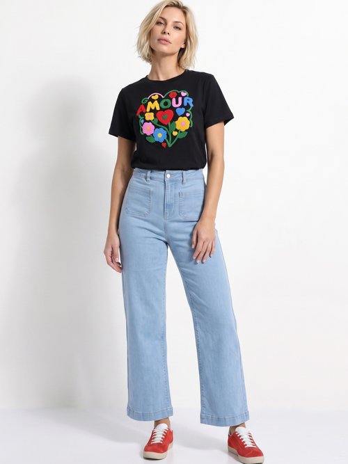T-shirt manches courtes bouclette, Amour Femme VERT ET MULTICOLORE JB-TD0061 SI1