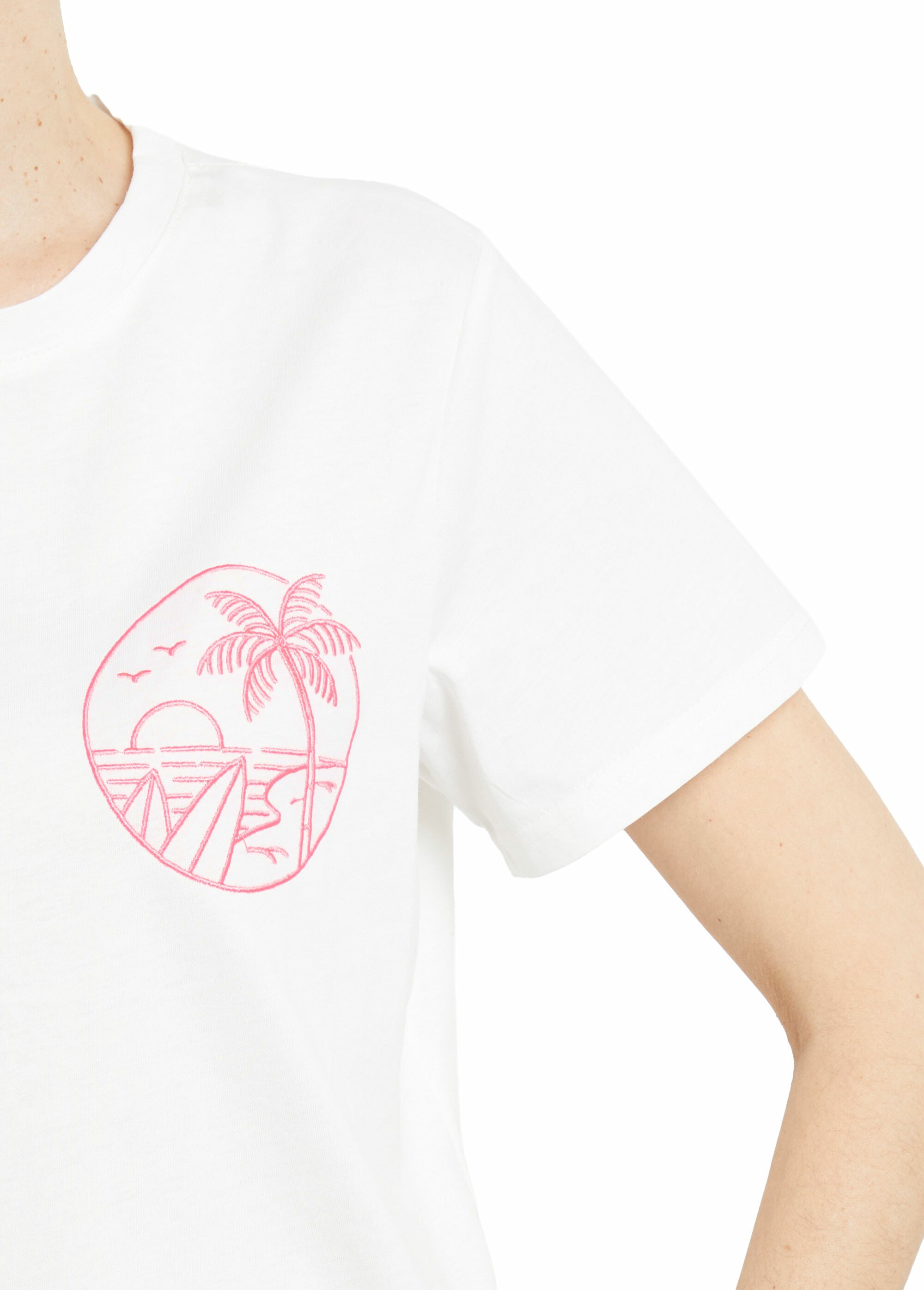 T-shirt manches courtes broderie sunset Femme Blanc JB-TS0020 DE1