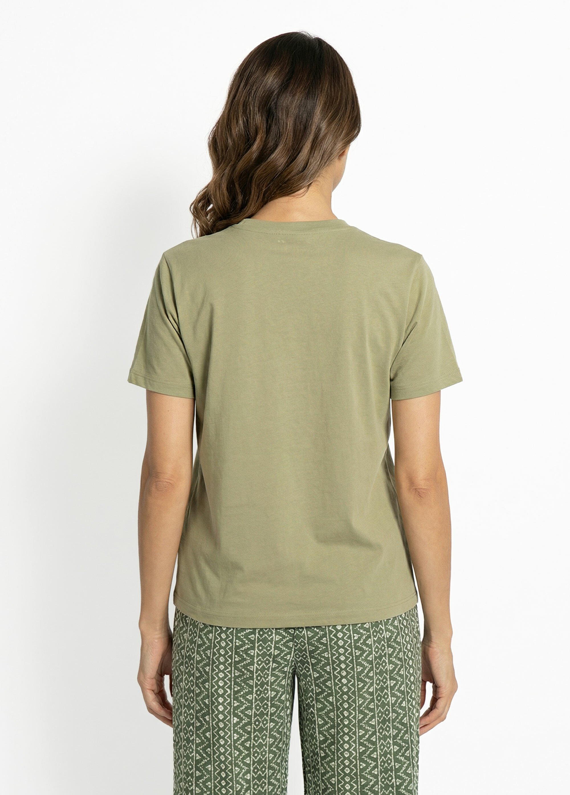 T-shirt manches courtes broderie sunset Femme Vert JB-TS0020 DO1