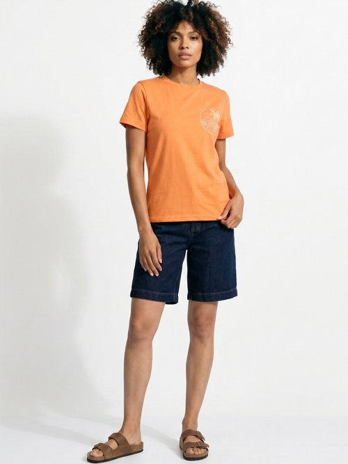 T-shirt manches courtes broderie sunset Femme Orange JB-TS0020 SI1