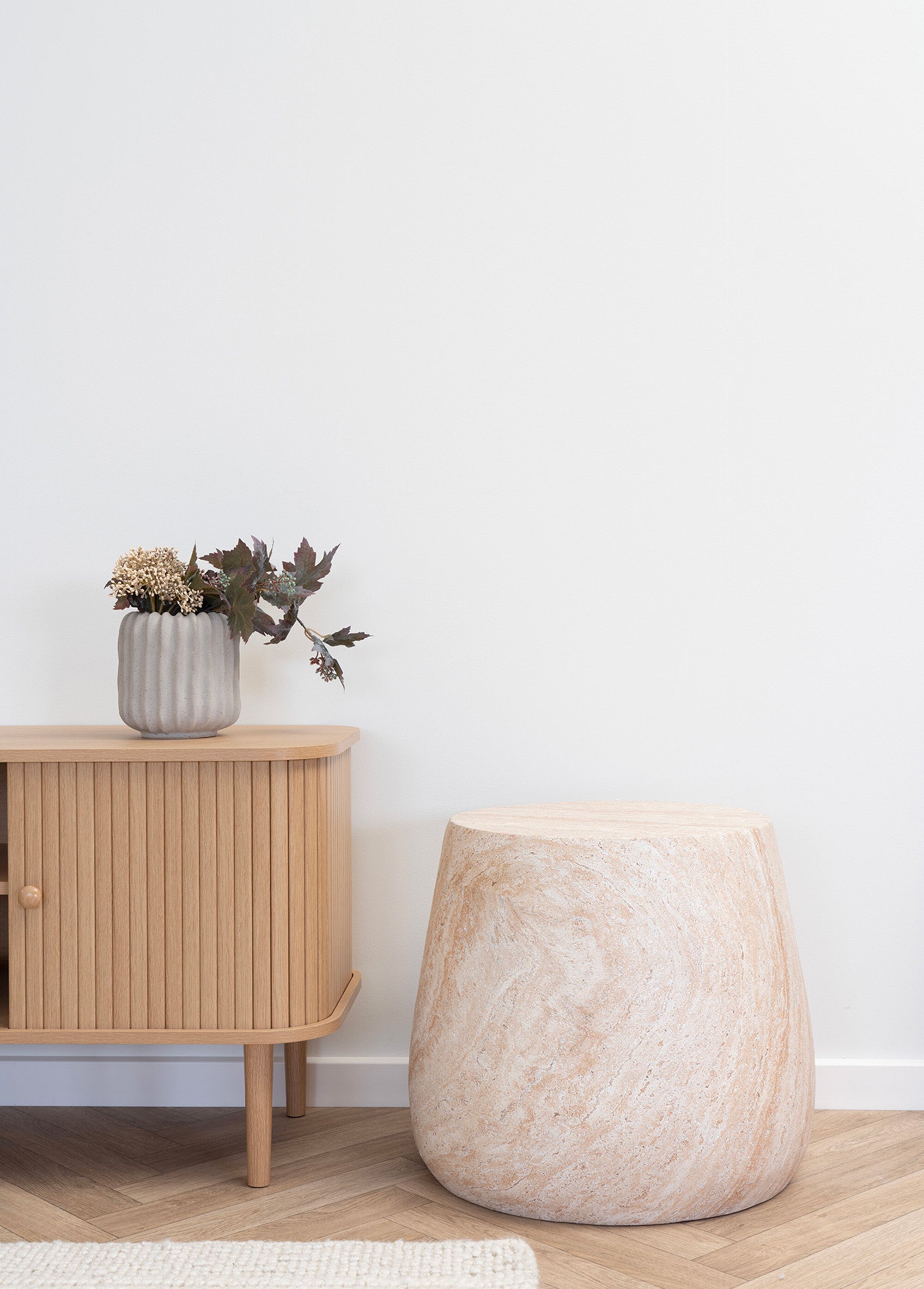 Table d’appoint design en fibre d'argile BEIGE HN-7521005 SI1