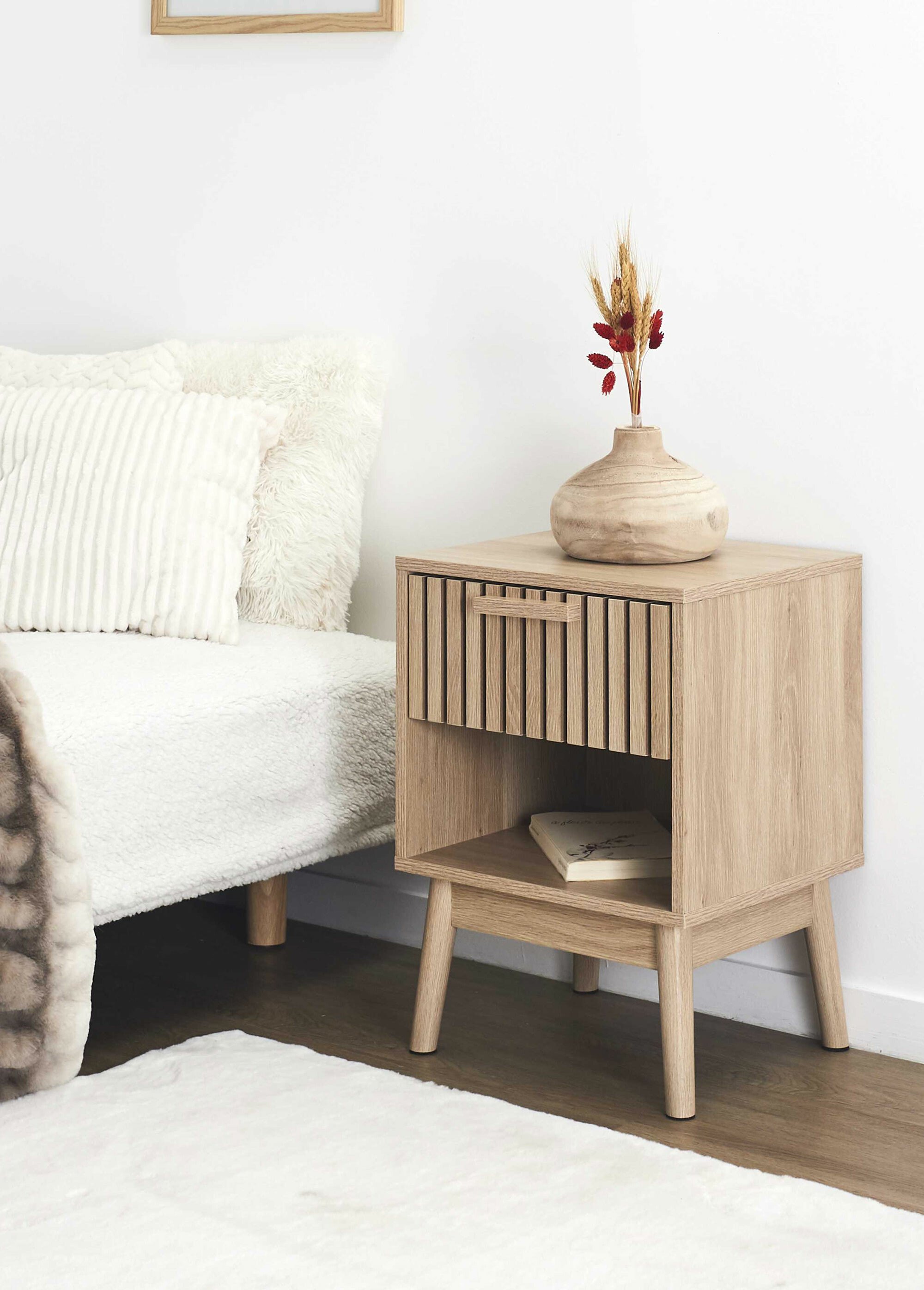 Table de chevet en bois claustra MARRON CMP-HD0205 SI1