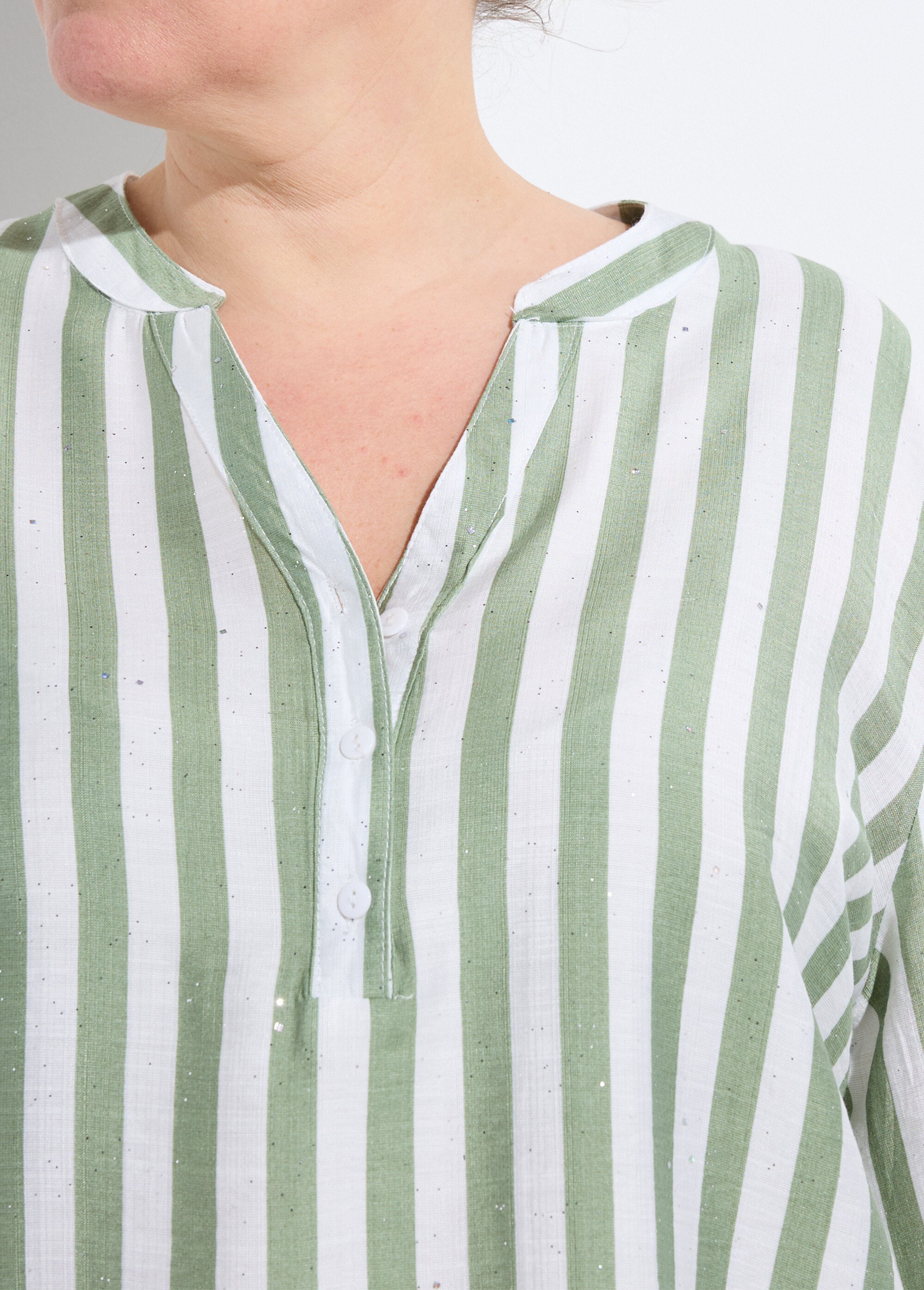 Tunique rayée encolure tunisienne Femme Grande Taille Beige CHY-F647 DE1