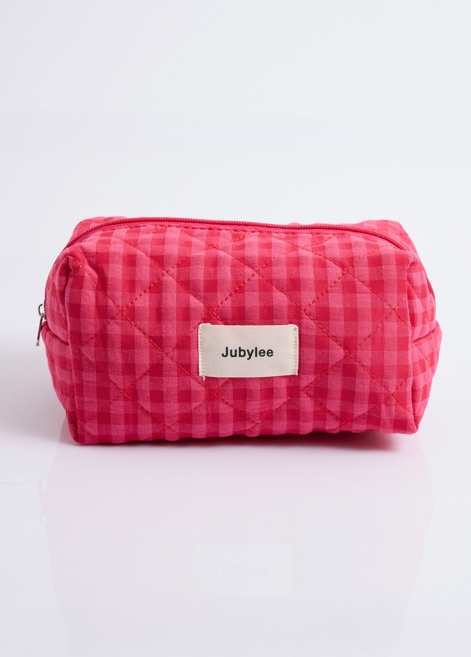 Trousse de toilette matelassée carreaux Femme Rose JUBSAC018 FA1