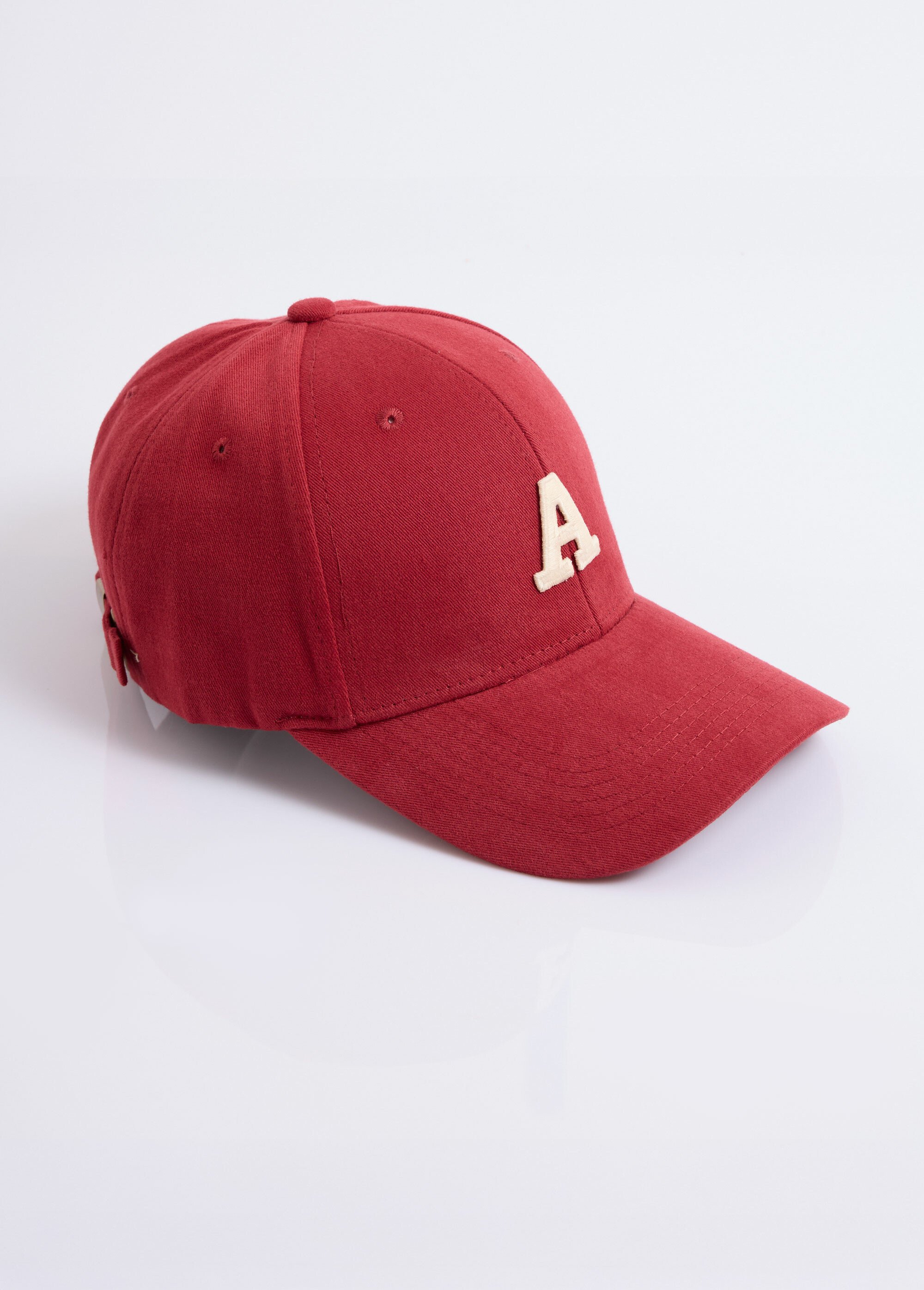 Casquette en twill uni, broderie lettre Femme Rouge JUBCAS003 FA1