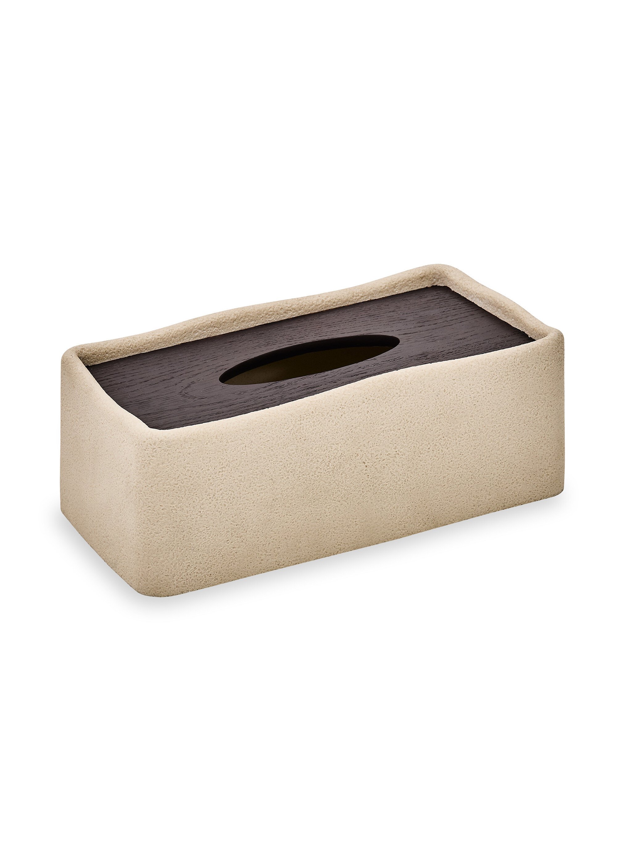 Boite à mouchoirs aspect bois et résine Beige JJA-213318 FA1