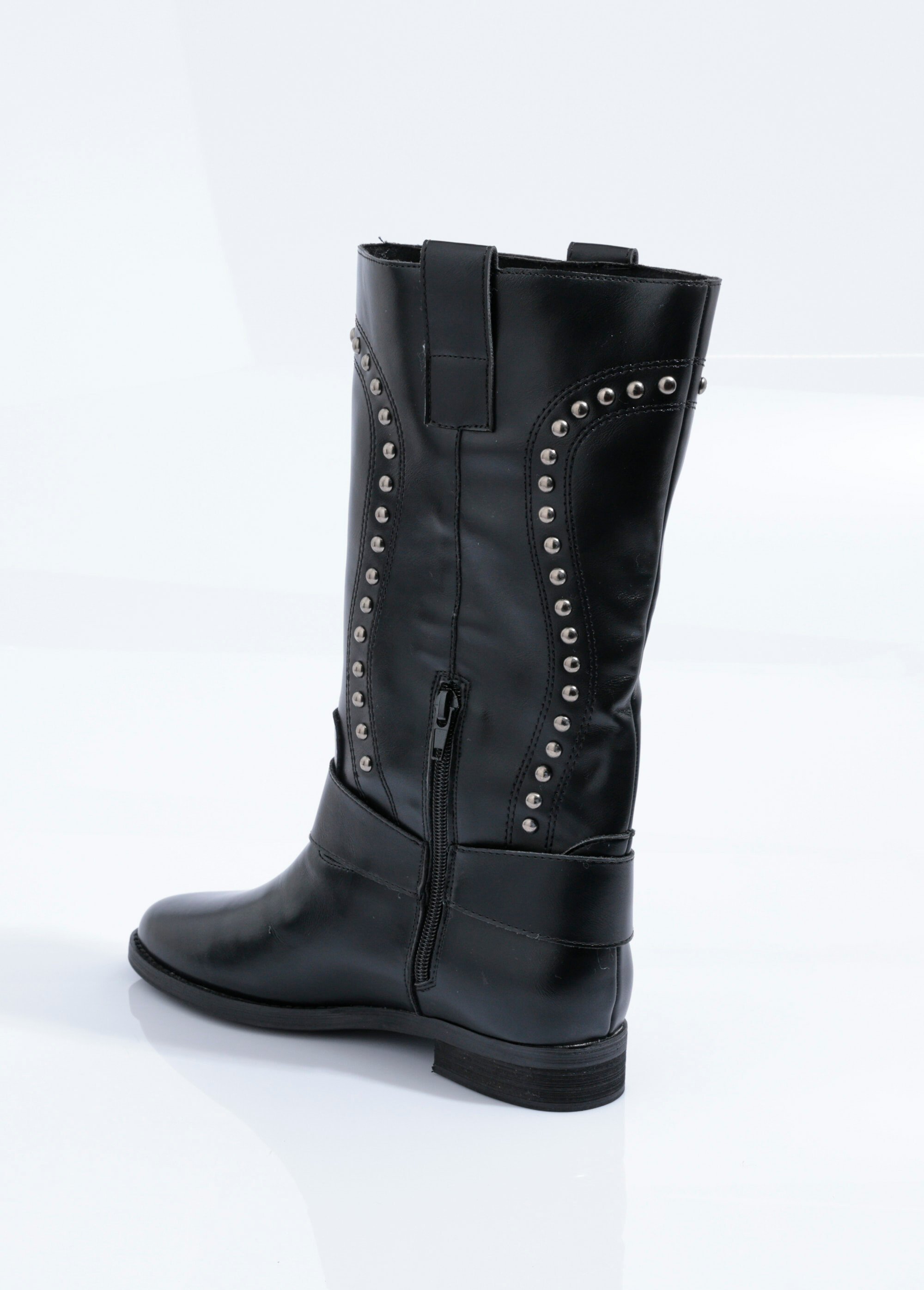 Boots western cloutées semelle plate Femme Noir CORM5826 DO1