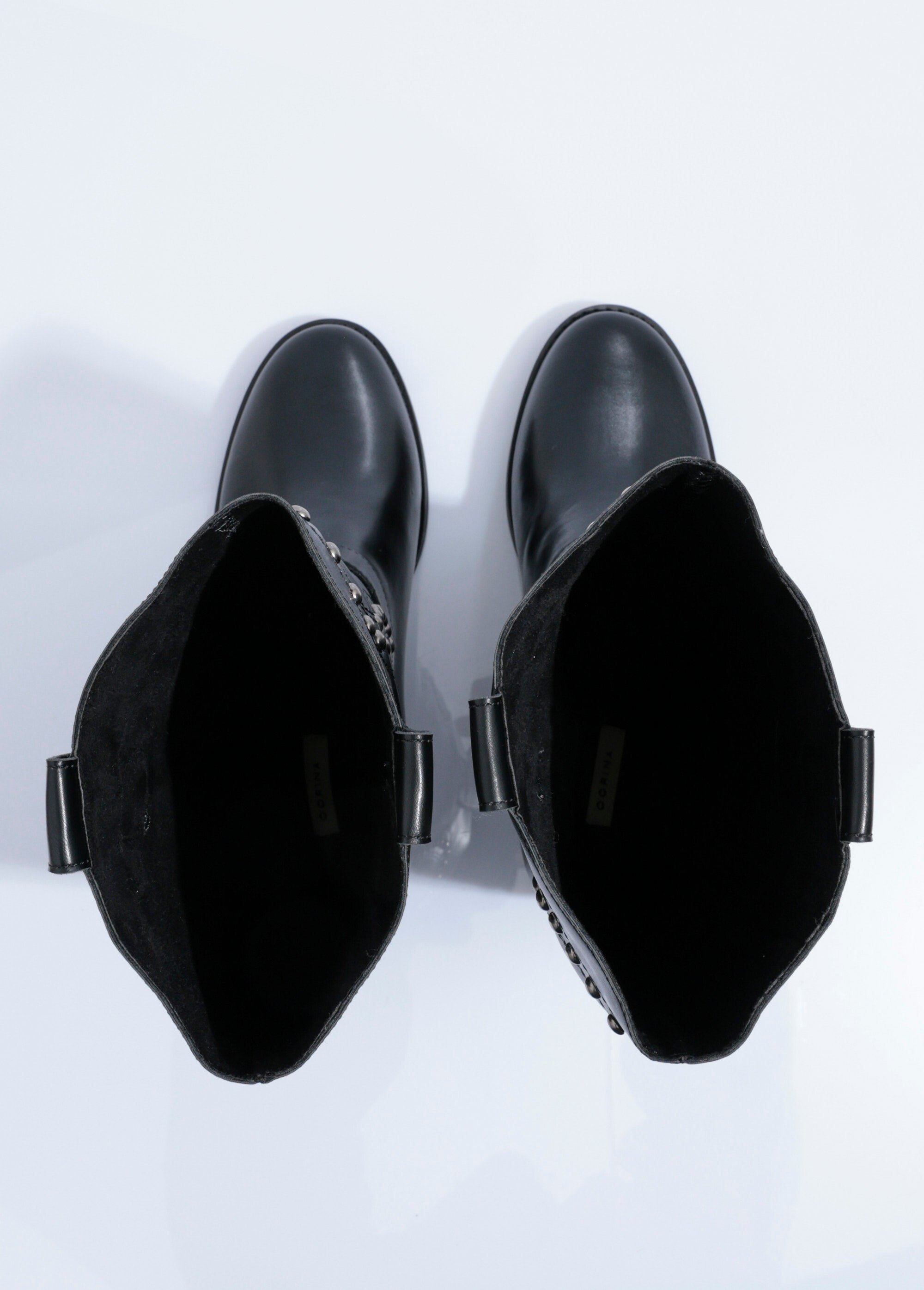 Boots western cloutées semelle plate Femme Noir CORM5826 OV1