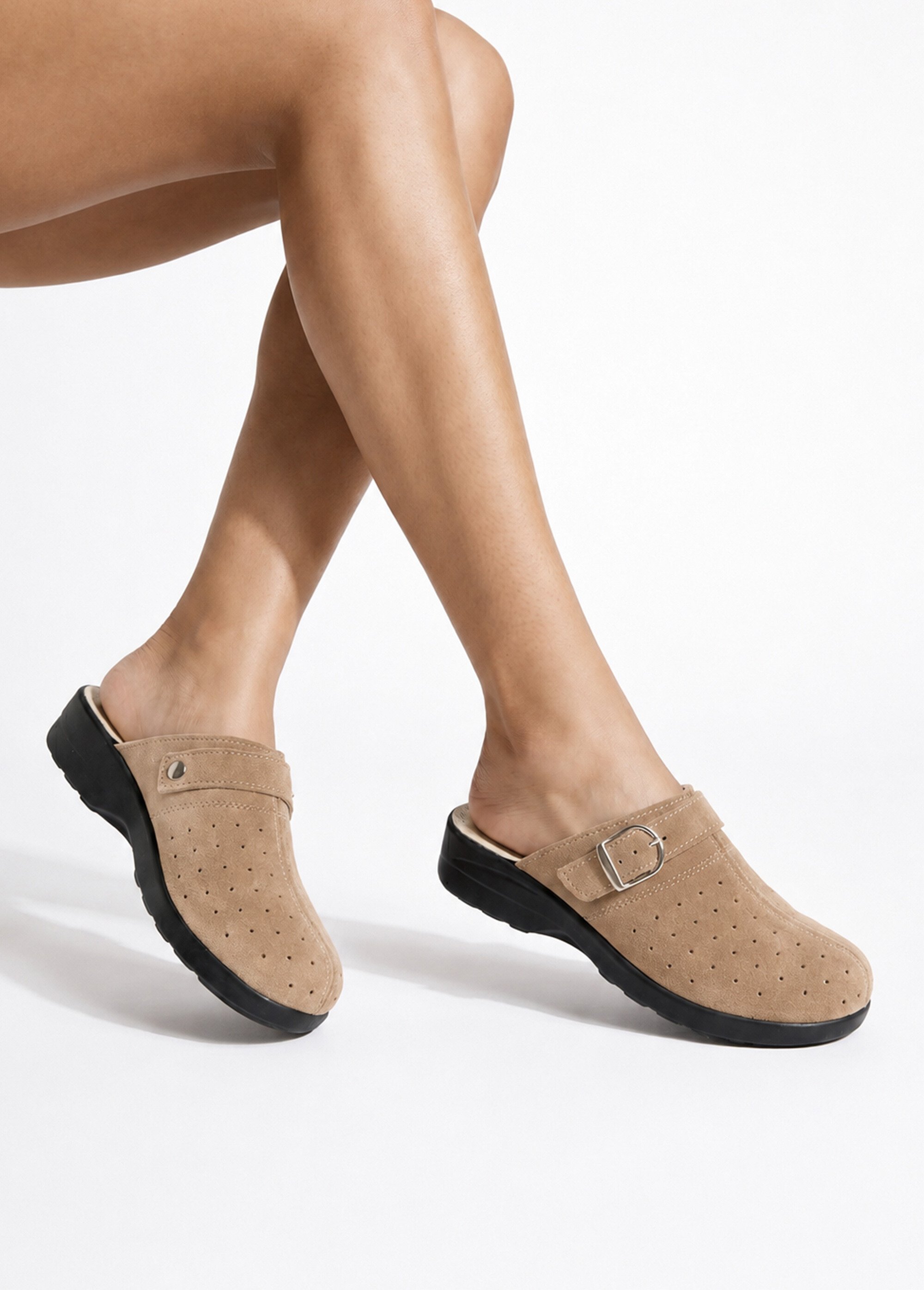 Chaussons mule sabot largeur confort Femme Beige OMBRELLE SI1
