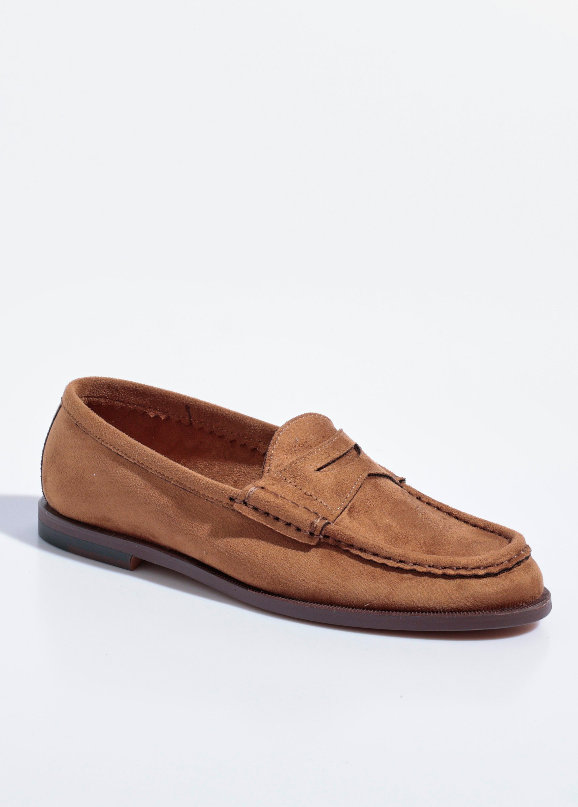 Mocassins en suédine patte ton sur ton Femme Marron CORM5695 FA1