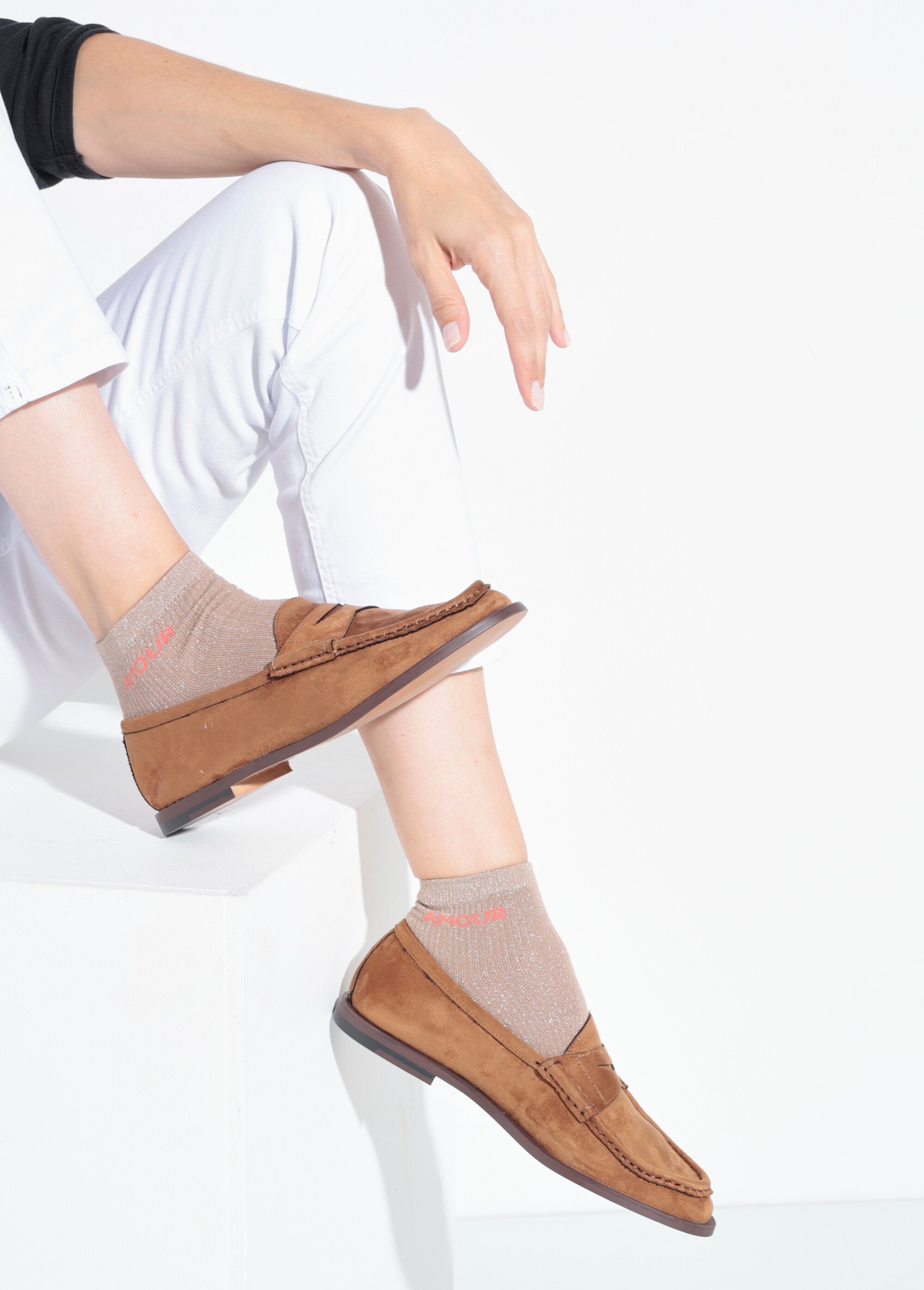 Mocassins en suédine patte ton sur ton Femme Marron CORM5695 SI1