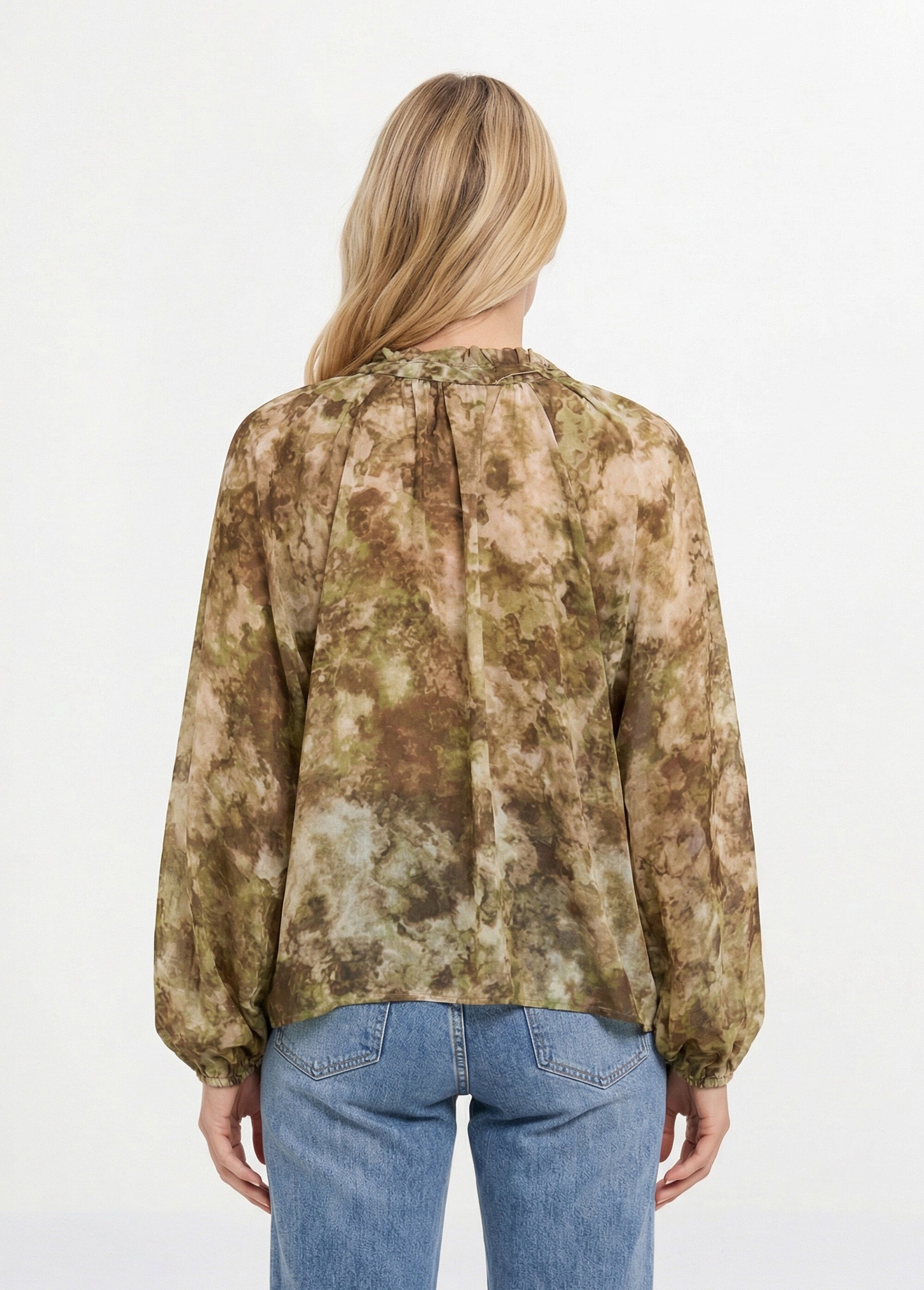 Chemisier volanté en voile avec col V