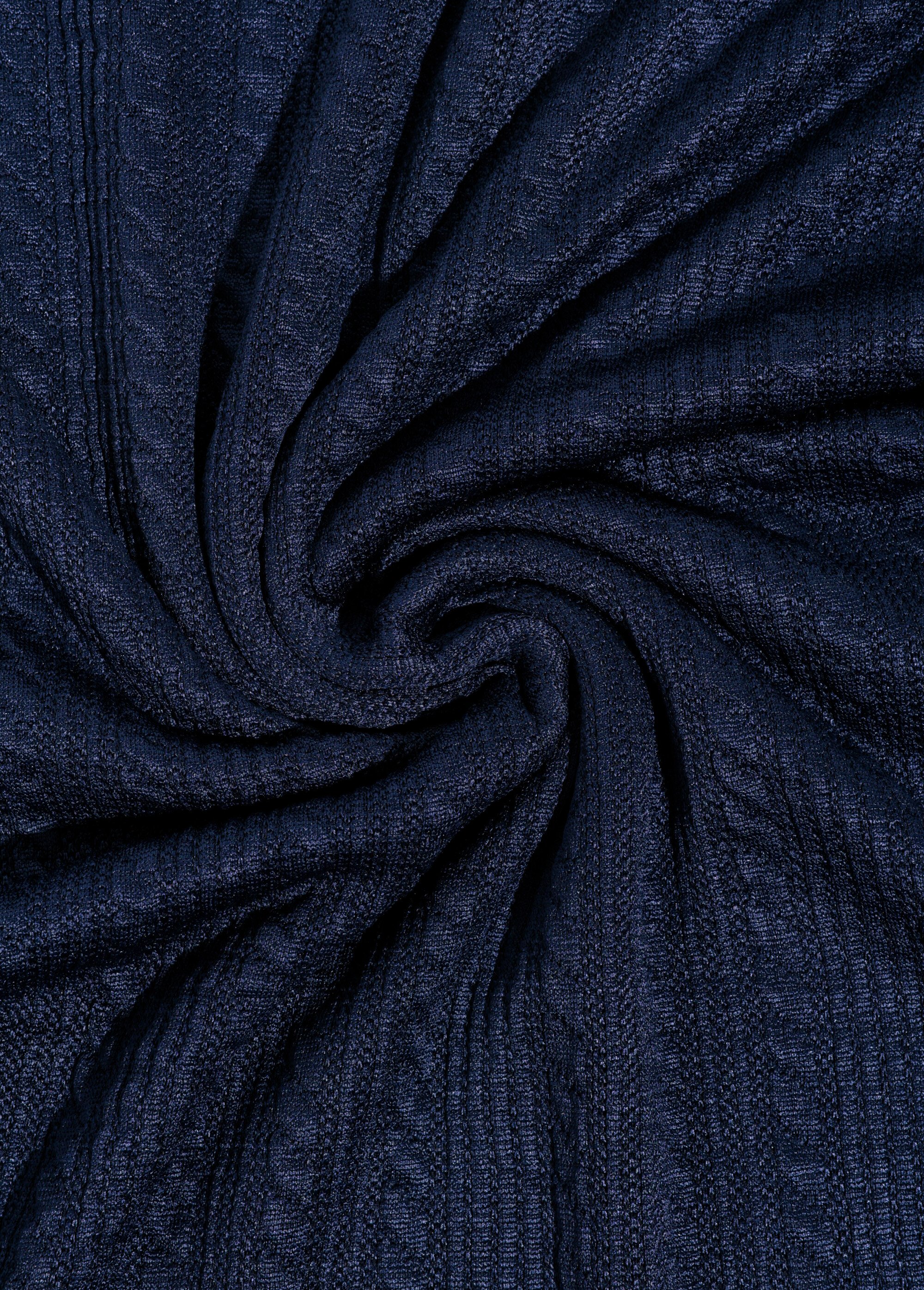 Coupon maille jersey, torsades et lignes BLEU COT146280 FA1