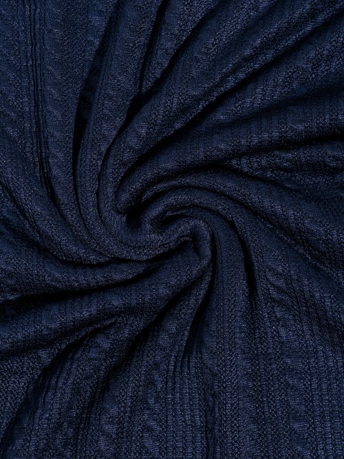 Coupon maille jersey, torsades et lignes BLEU COT146280 FA1