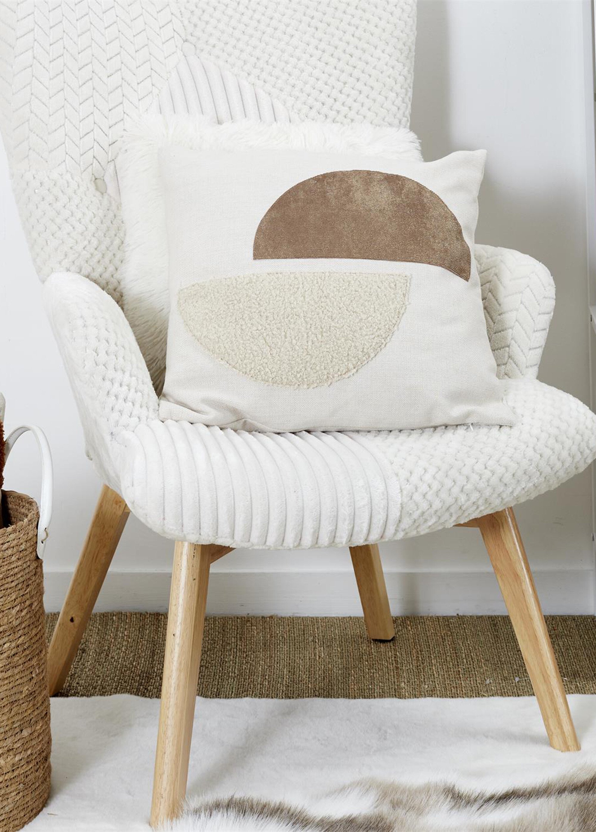 Coussin carré déhoussable bimatière Blanc CMP-TX0045 SI1