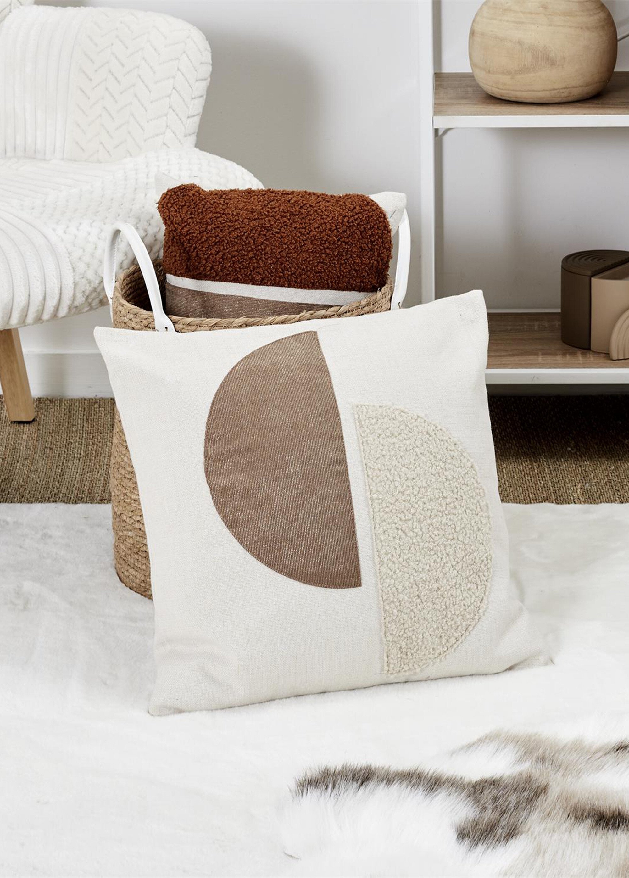 Coussin carré déhoussable bimatière Blanc CMP-TX0045 SI2