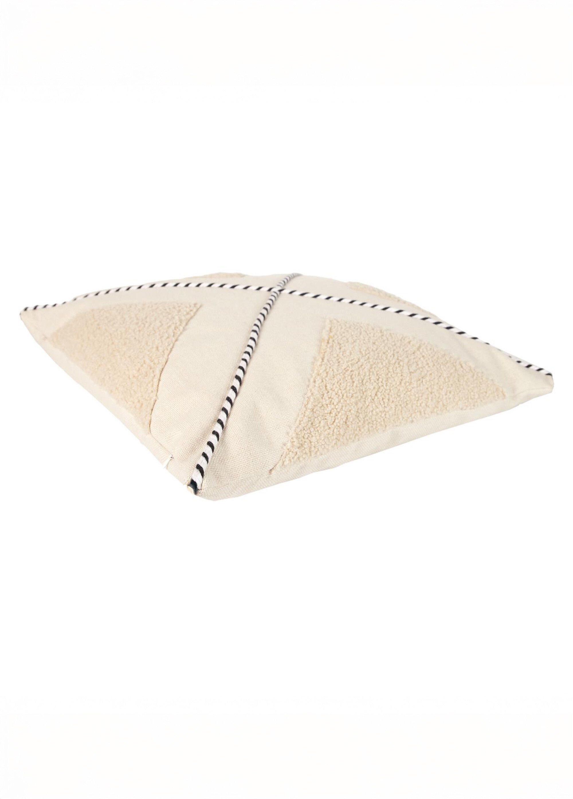 Coussin déco carré en maille bouclette Blanc CMP-TX0043 DE1