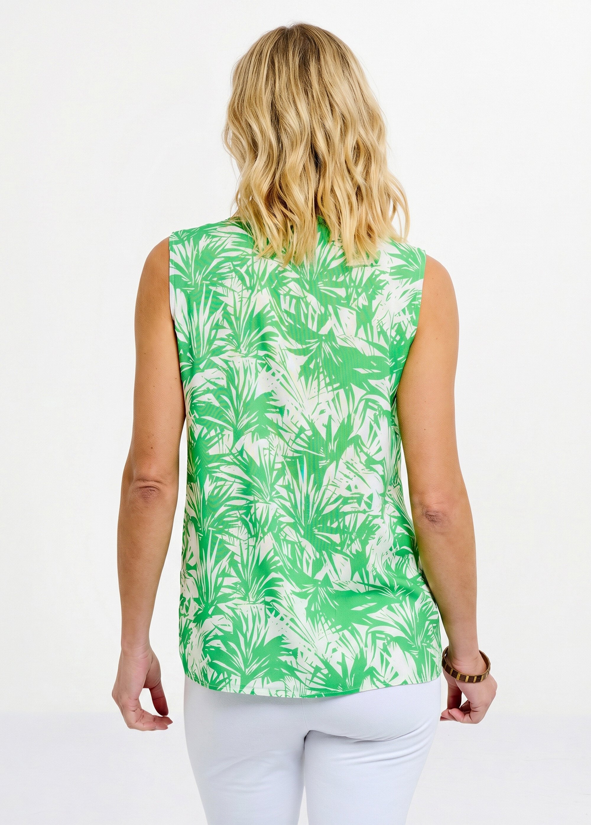 Débardeur long col rond uni ou imprimé Femme Vert CANNELLE DO1