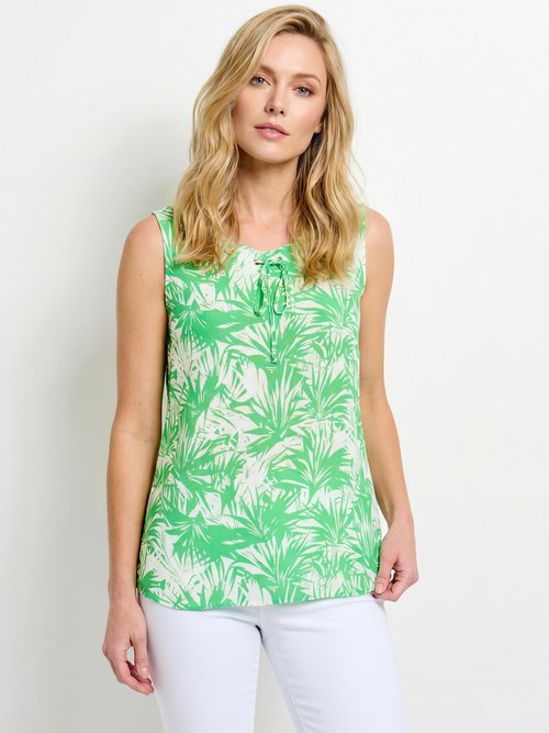 Débardeur long col rond uni ou imprimé Femme Vert CANNELLE FA1