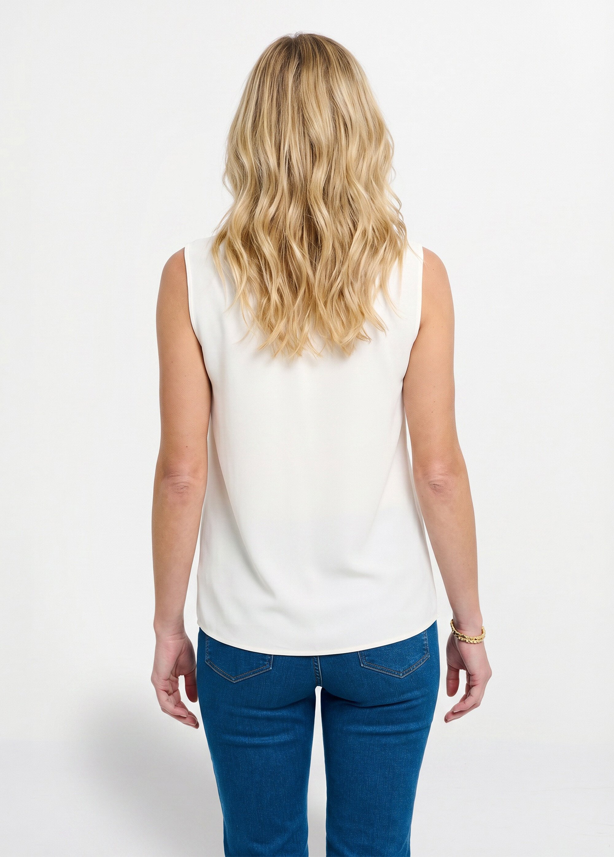 Débardeur long col rond uni ou imprimé Femme Beige CANNELLE DO1