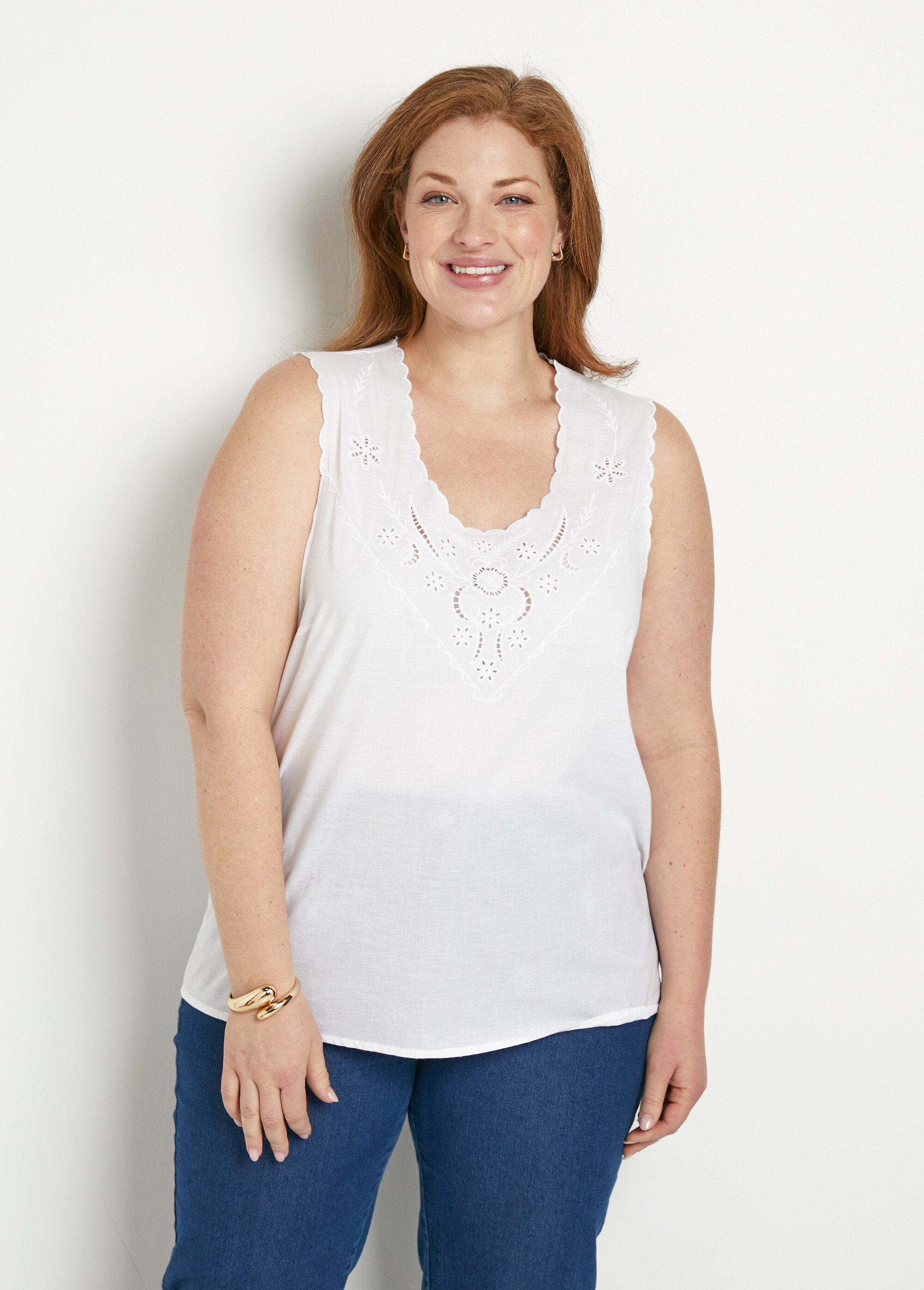 Débardeur uni coton brodé