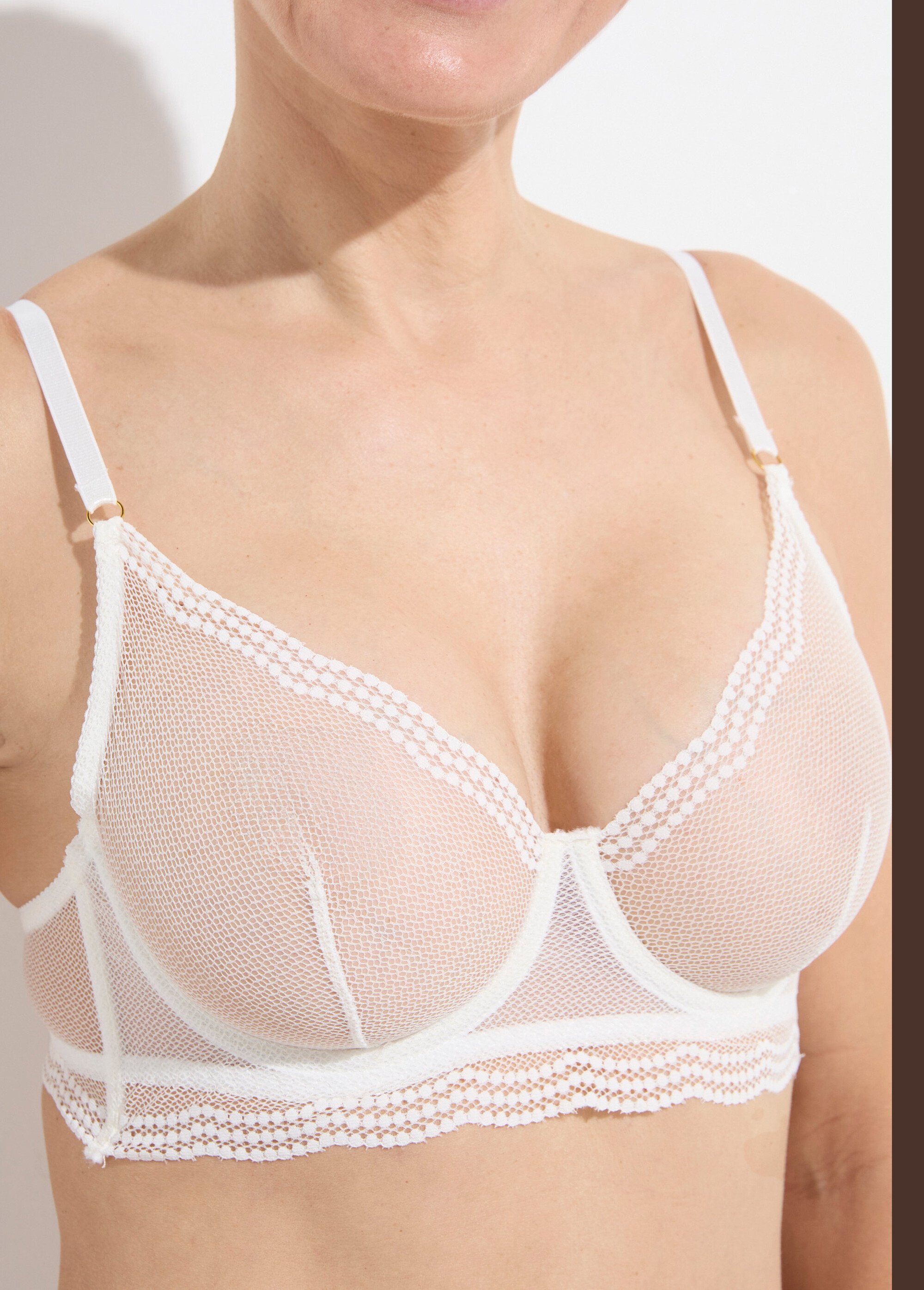 Ensemble soutien gorge string dentelle pois Blanc SUNPJ-5548 DE1