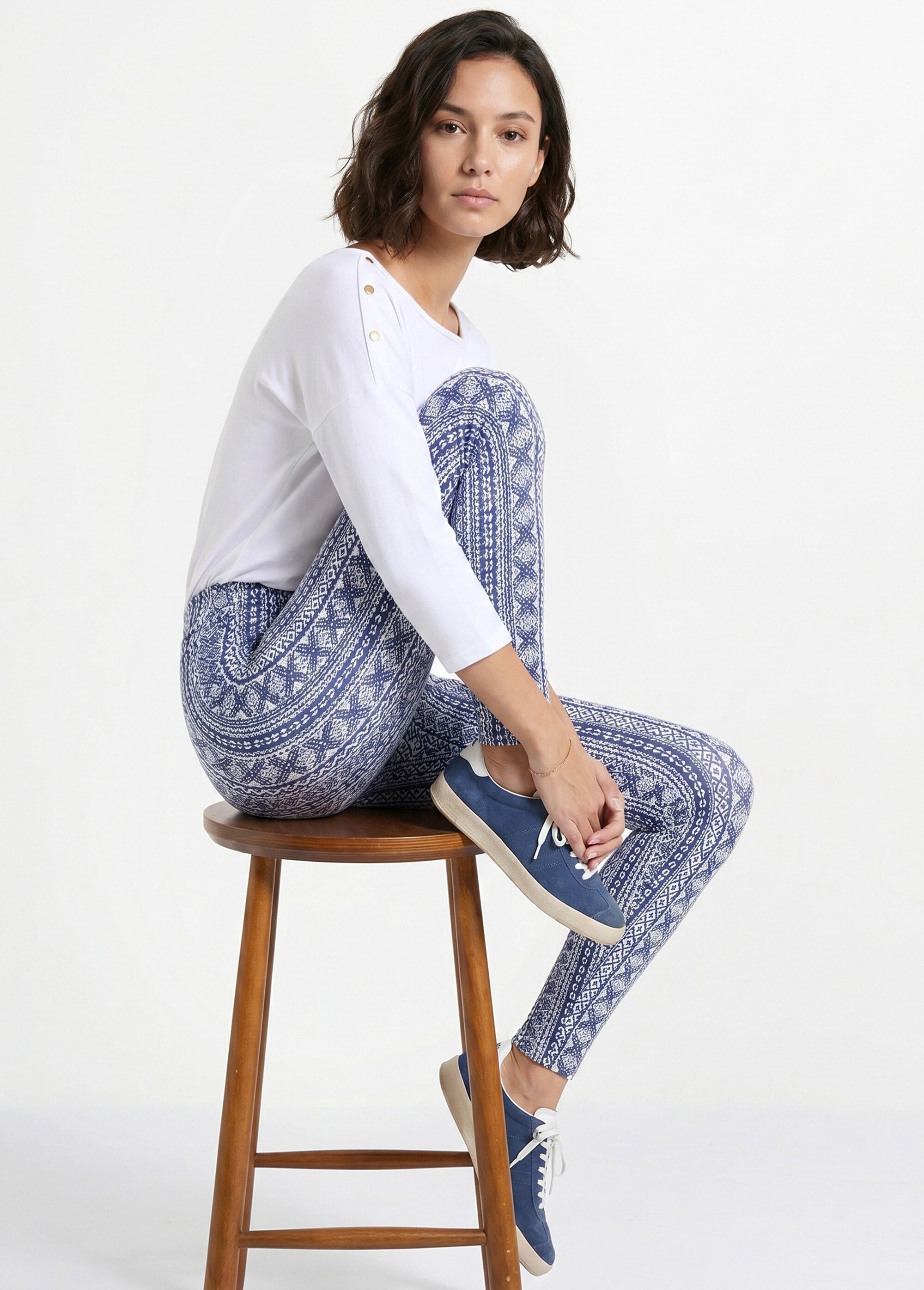 Legging imprimé ceinture élastiquée Femme Bleu NEALA MV1