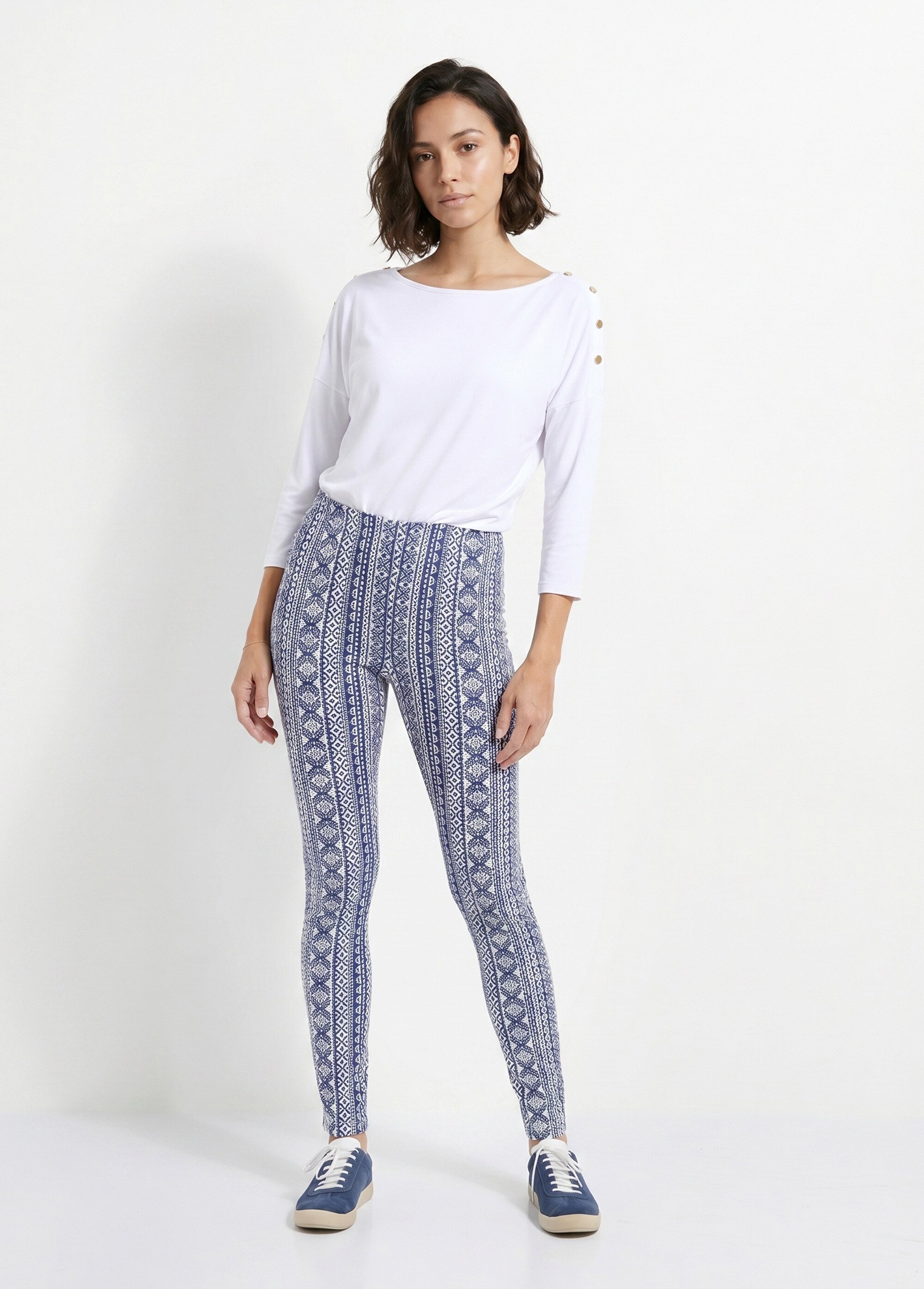 Legging imprimé ceinture élastiquée Femme Bleu NEALA SI1