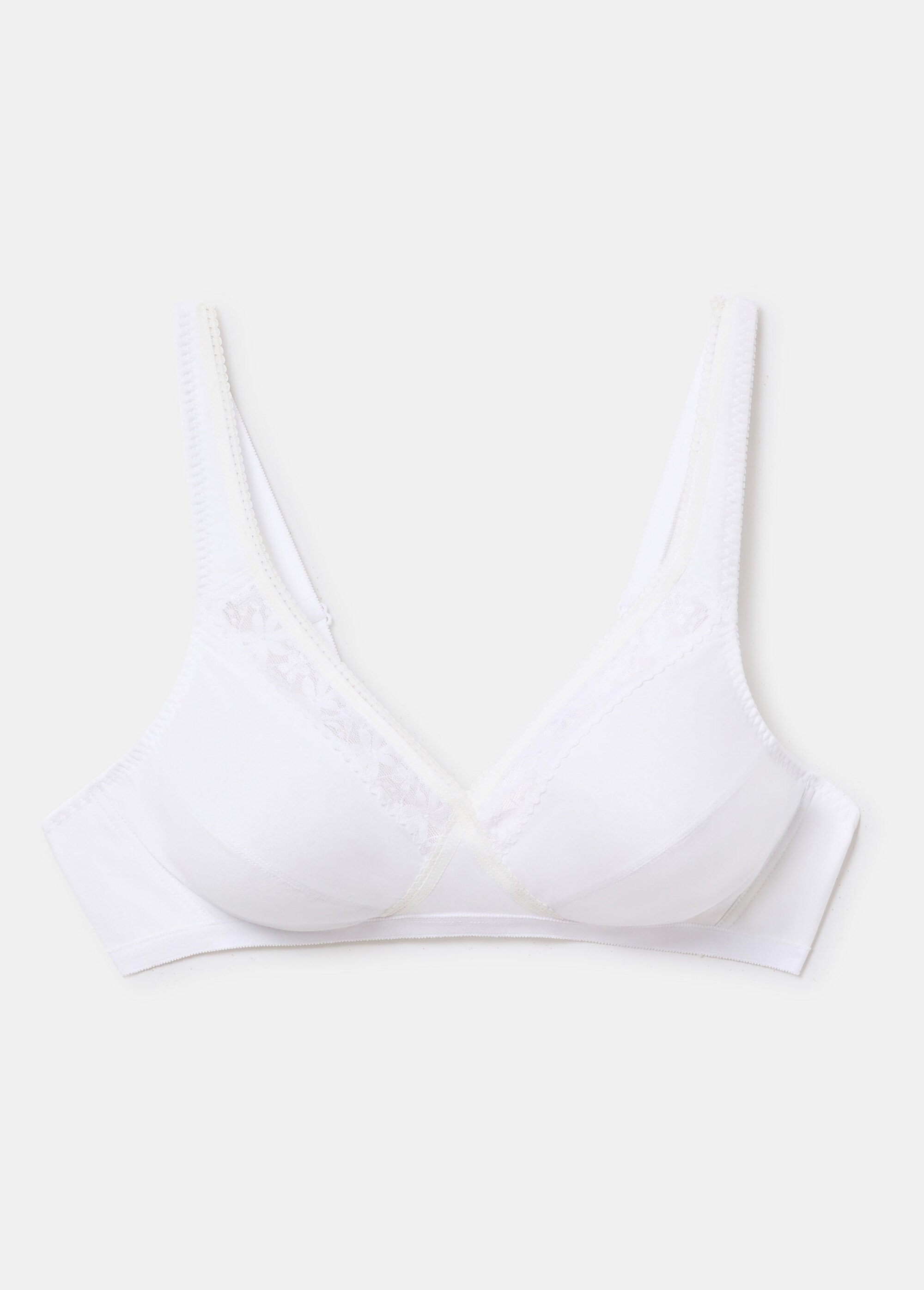 Soutiens-gorge sans armatures coton et dentelle Femme Blanc VATOU AP1