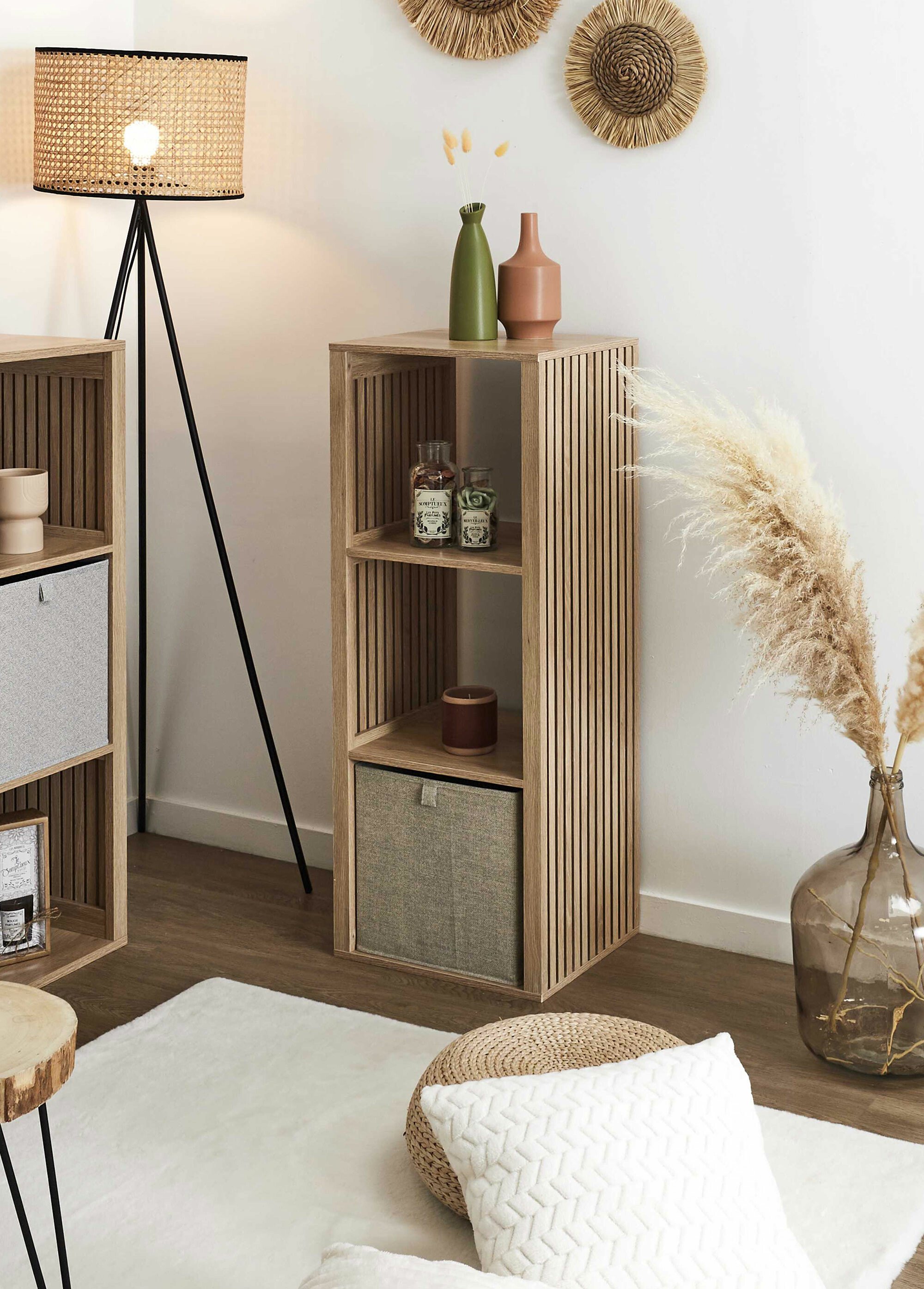 Meuble rangement 3 cases, bois claustra MARRON CMP-HD0242 SI1