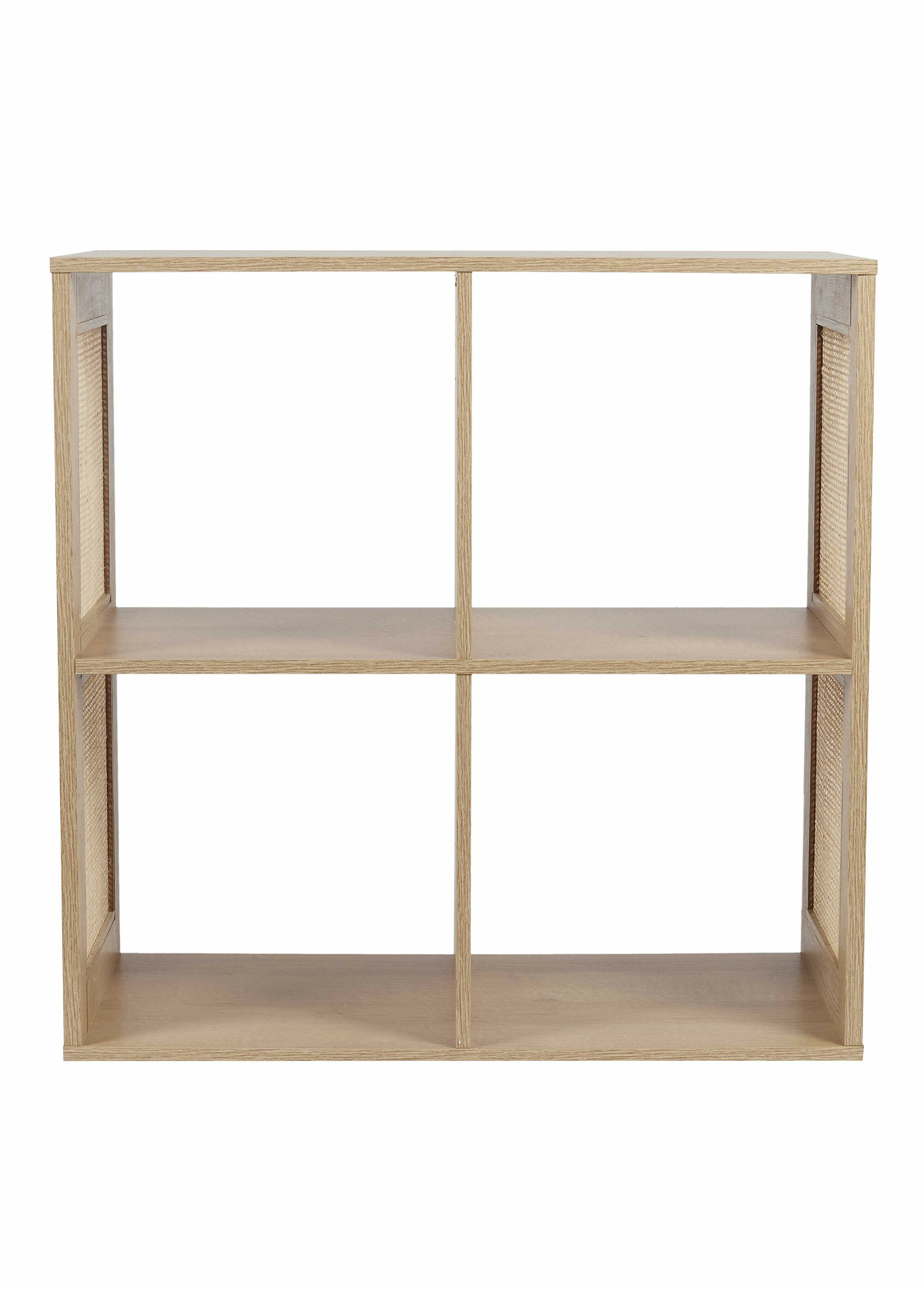 Meuble rangement 4 cases bois et cannage MARRON CMP-HD0244 DE1